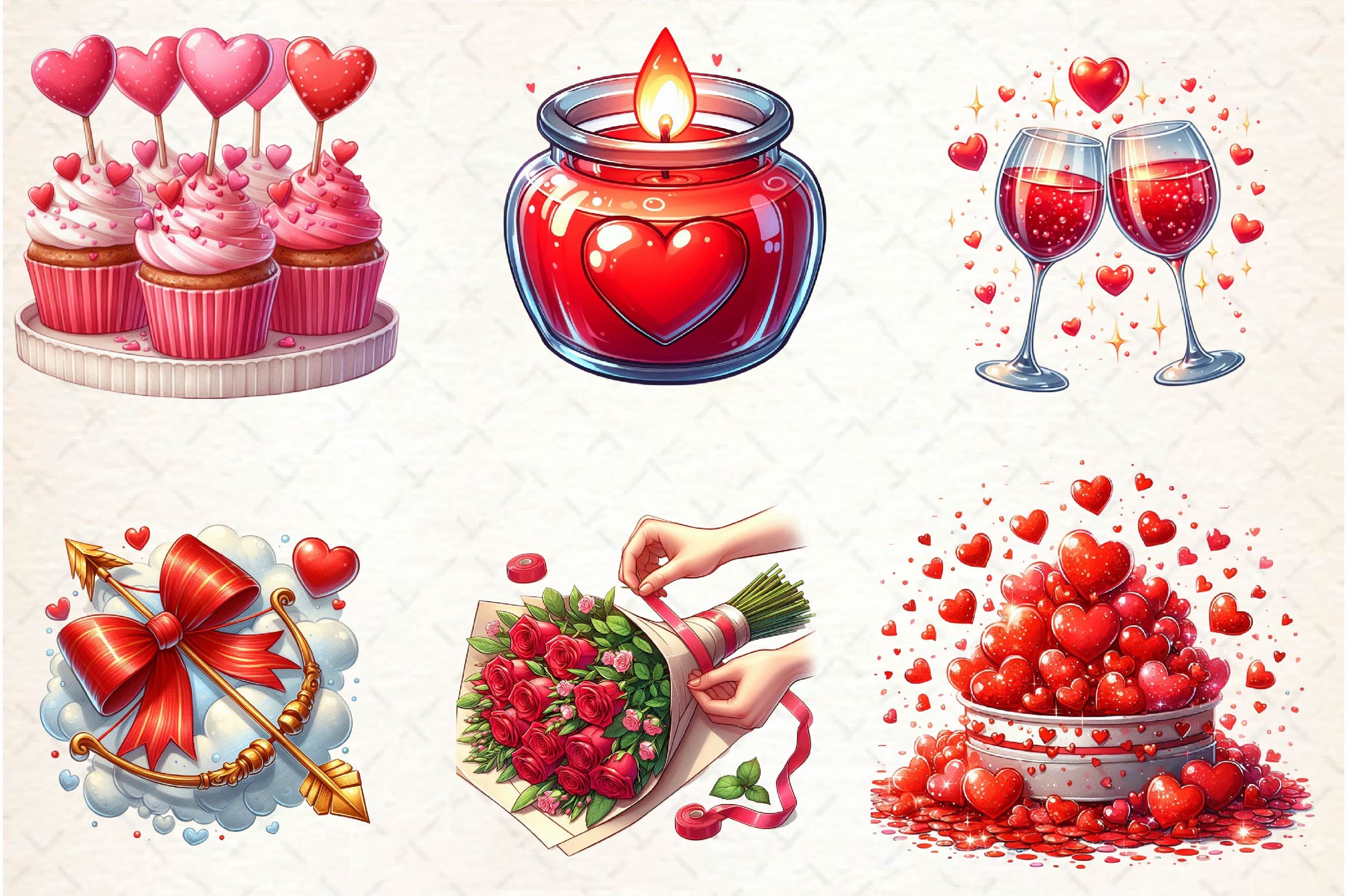 Red Valentines Day Prep Clipart Bundle