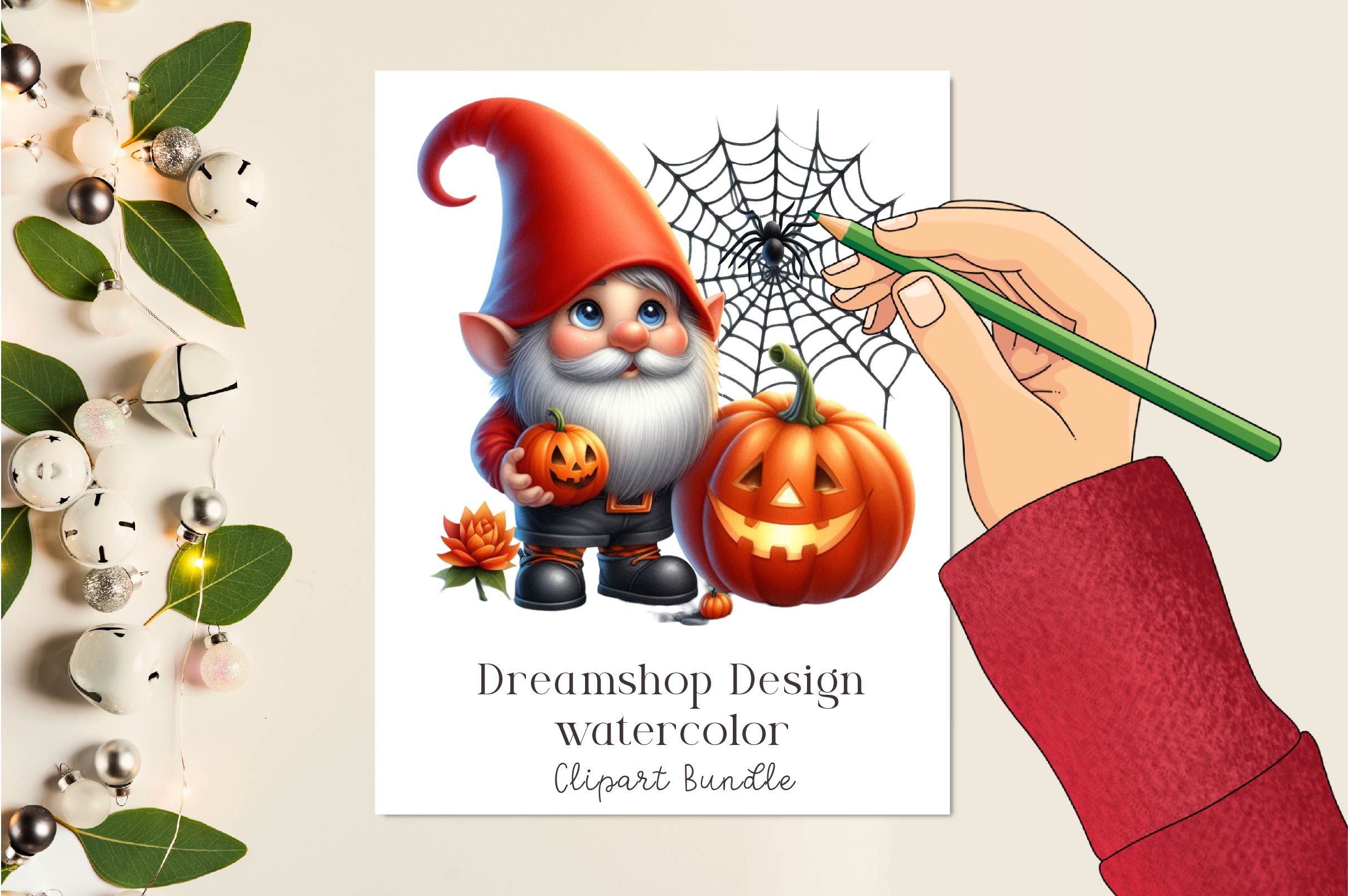 Halloween Gnomes Set Clipart Bundle
