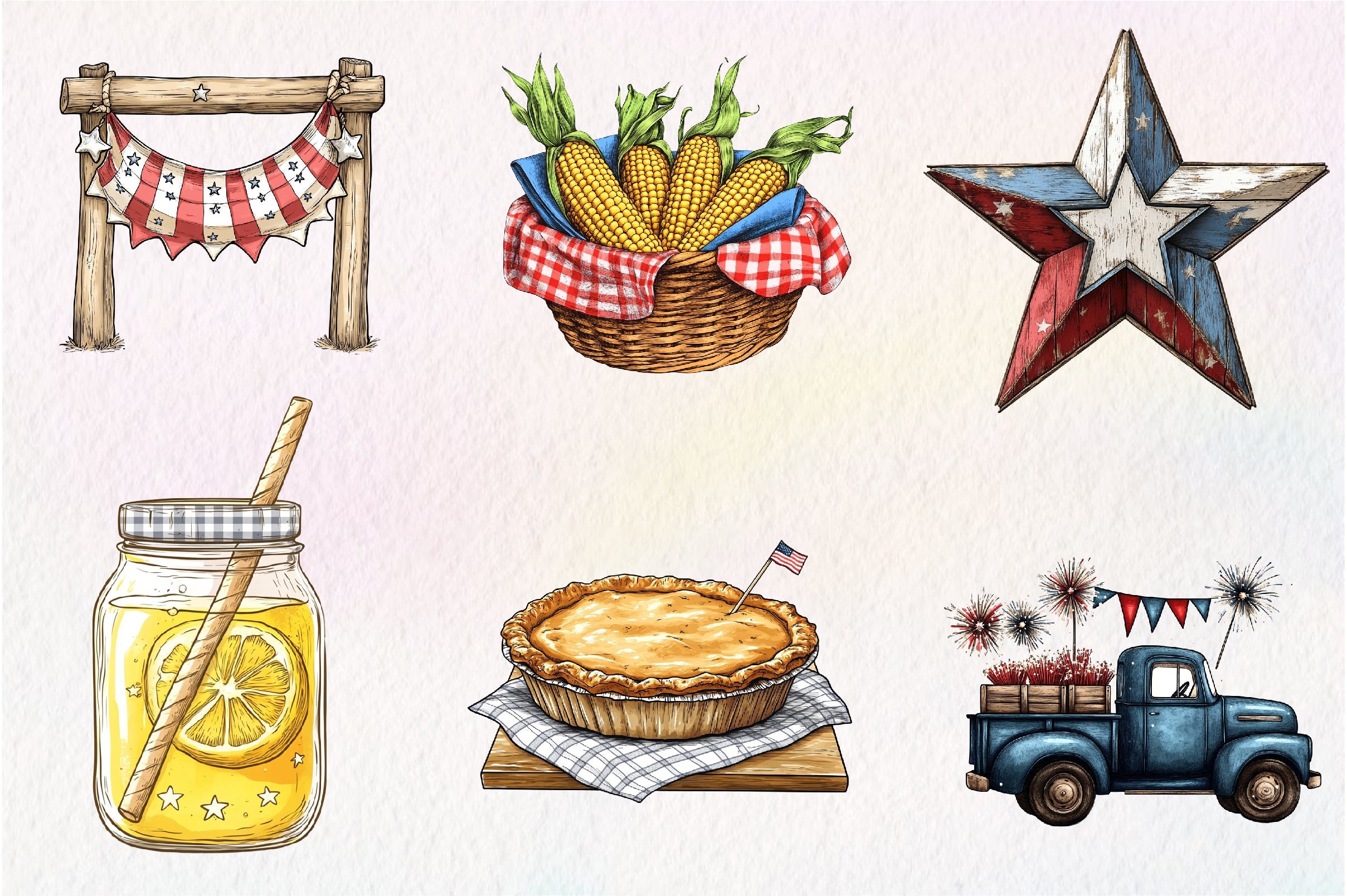 Rustic 4th Of July Clipart Bundle