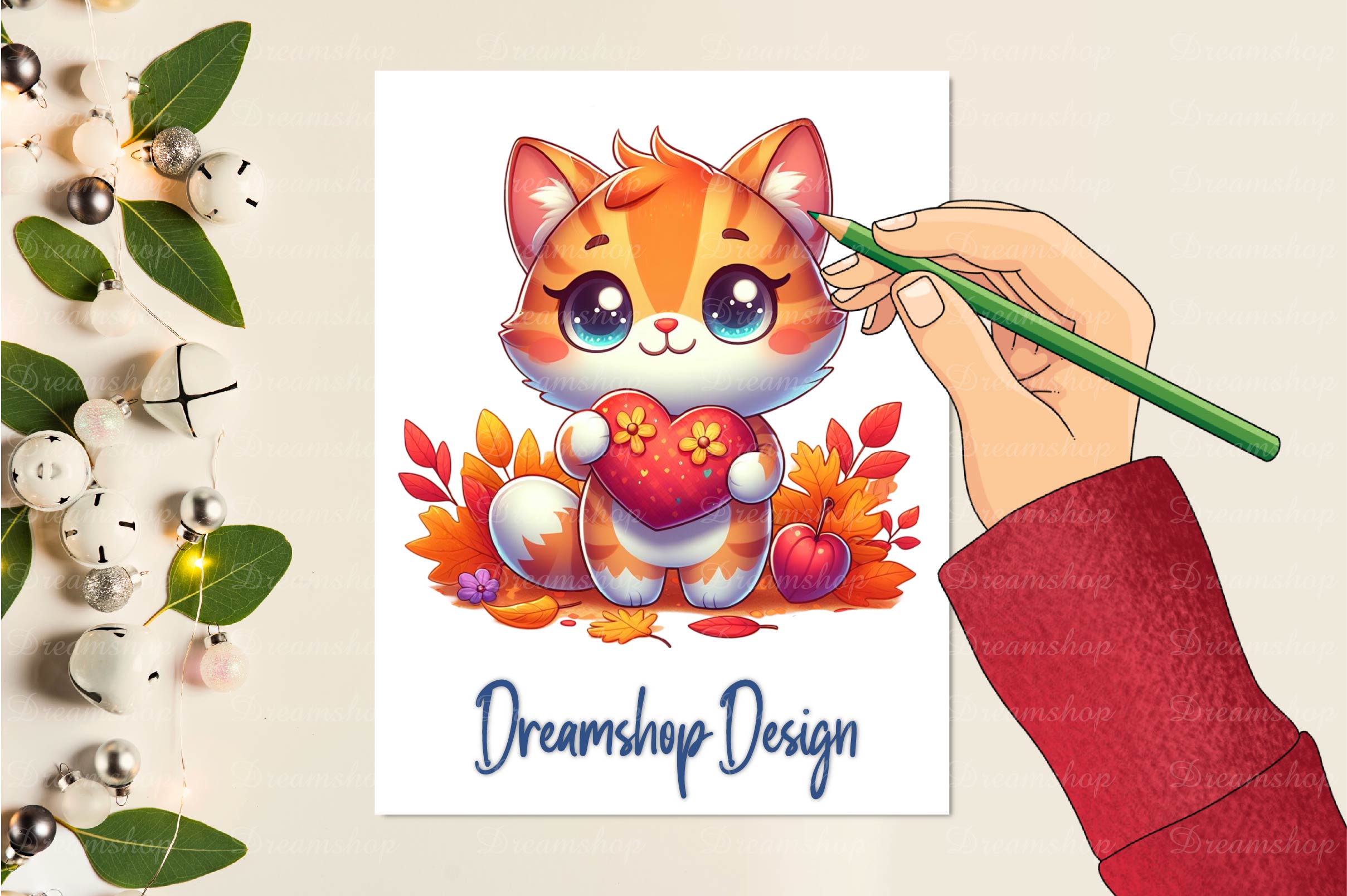 Cute Autumn Cat Clipart Bundle