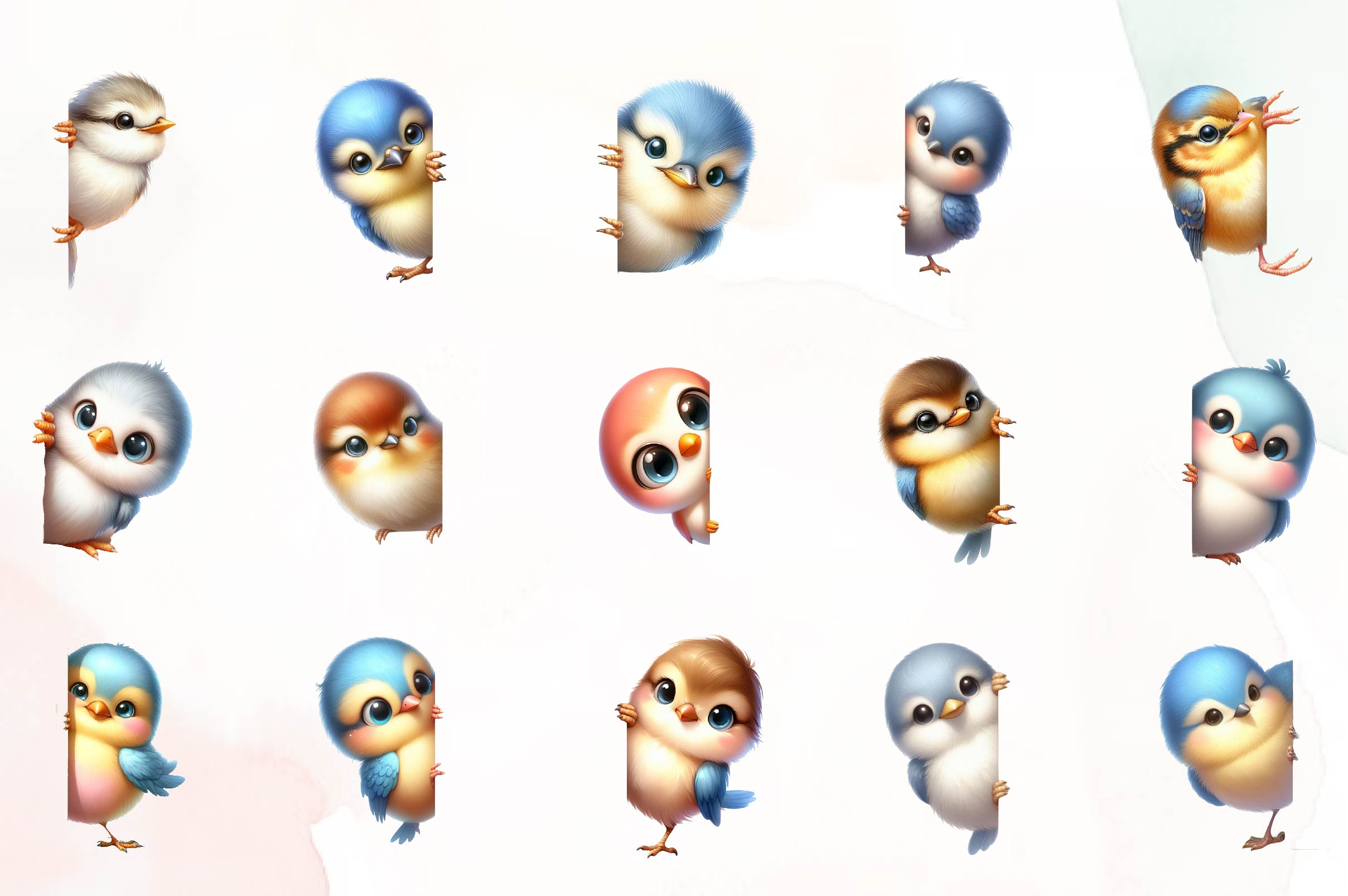 Bird Peeking Around Corner Clipart Bundle