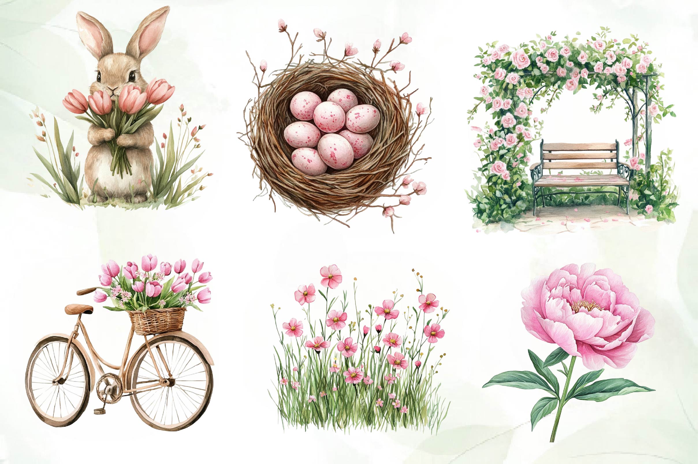 Pink Spring Clipart Bundle