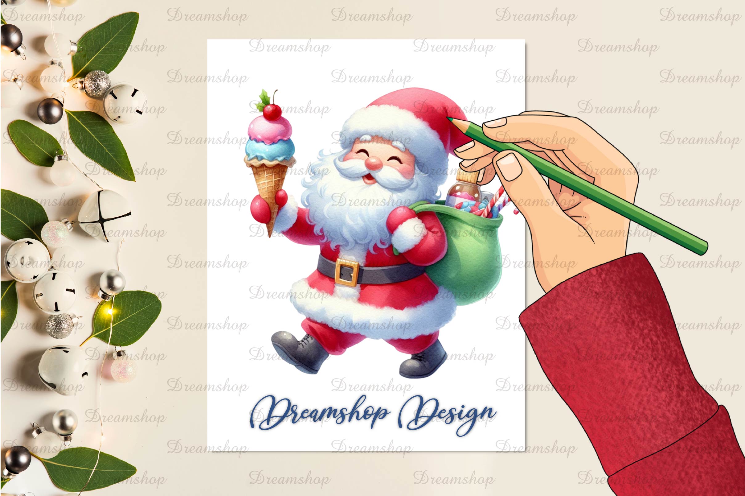 Santa Claus Christmas In July Clipart Bundle