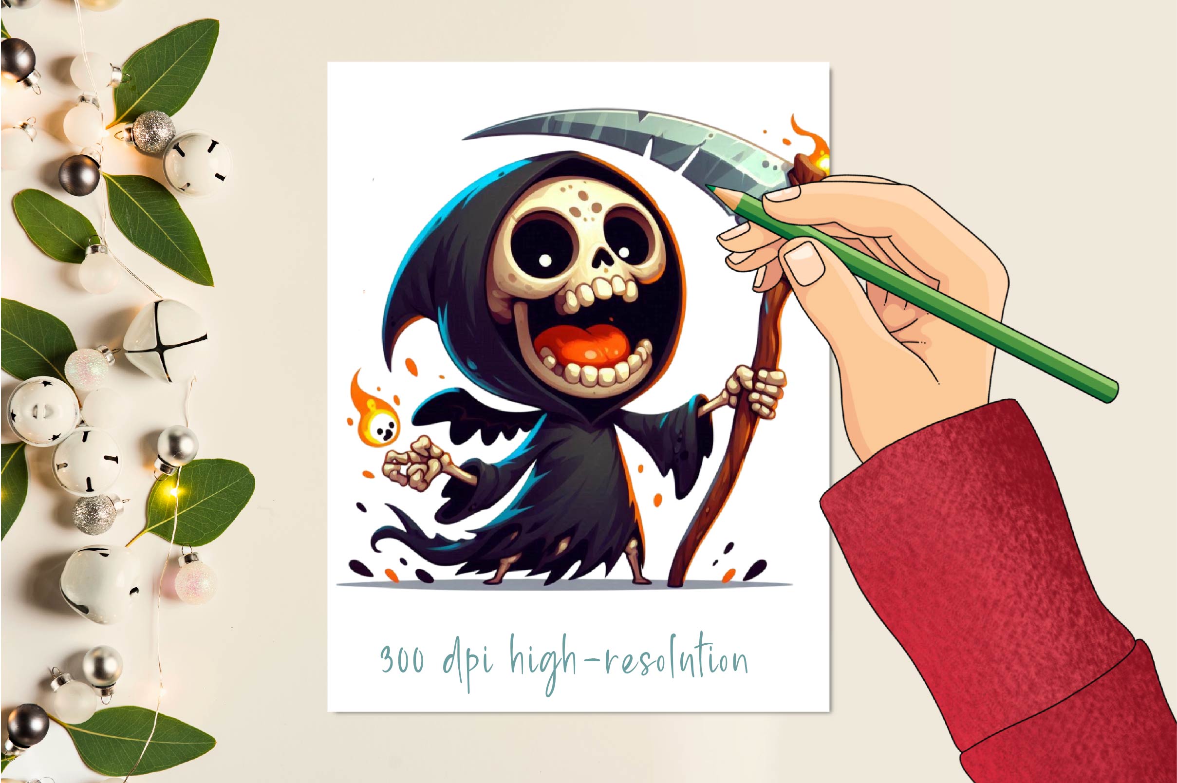Halloween Funny Reaper Clipart Bundle