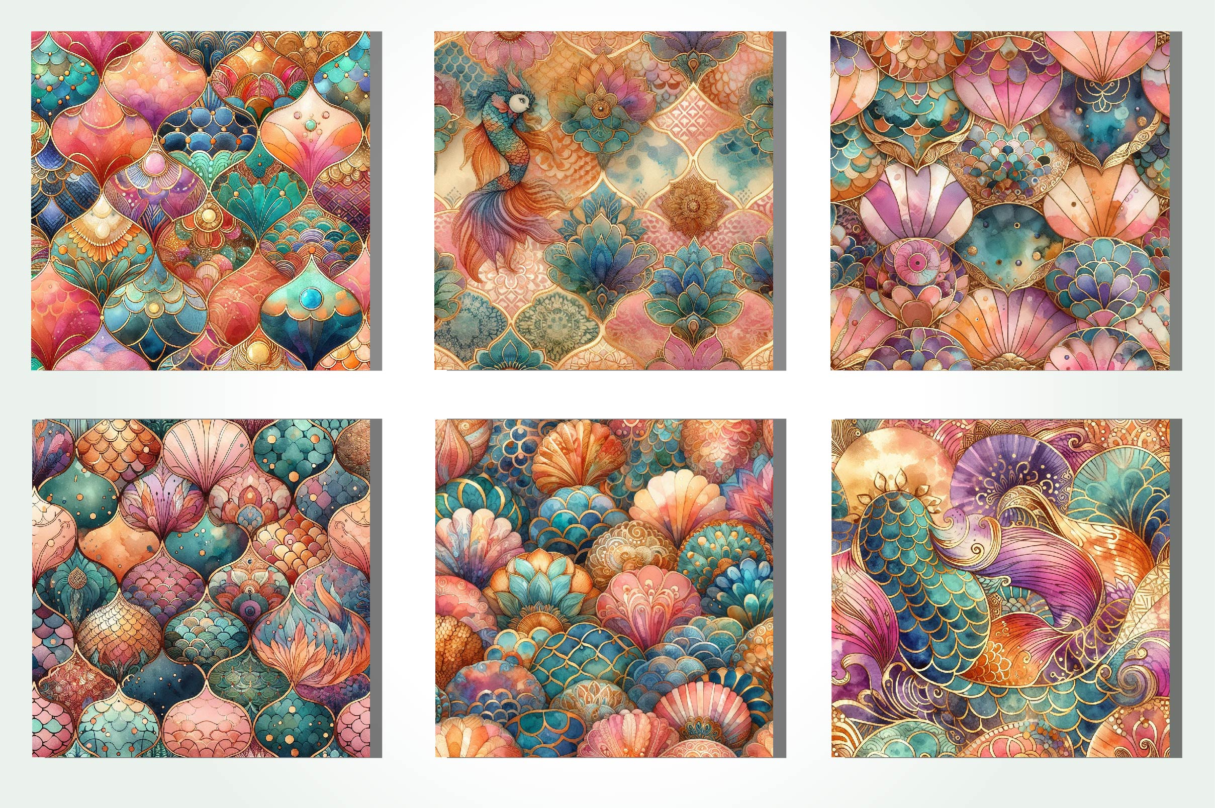 Mermaid Pattern Background Bundle