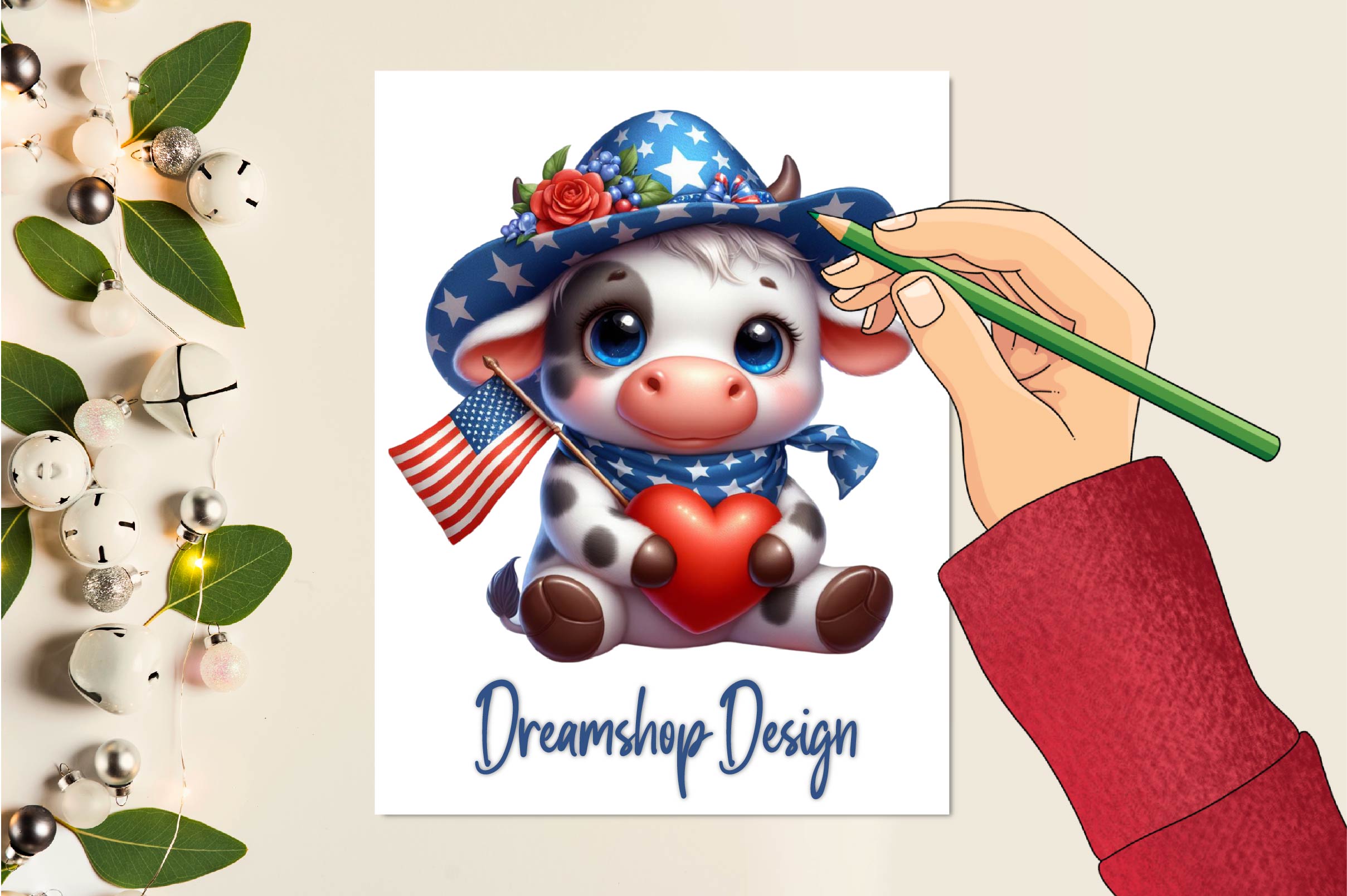 Patriotic Cow Clipart Bundle