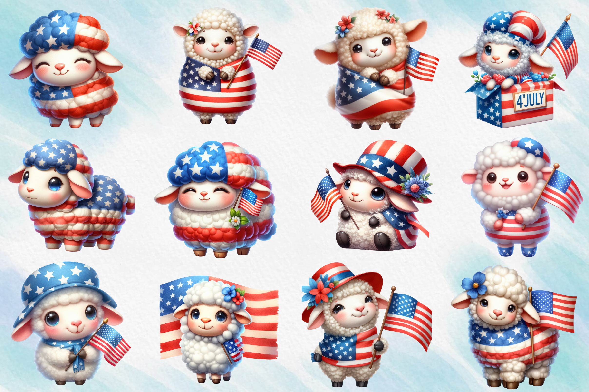 Patriotic Sheep Clipart Bundle