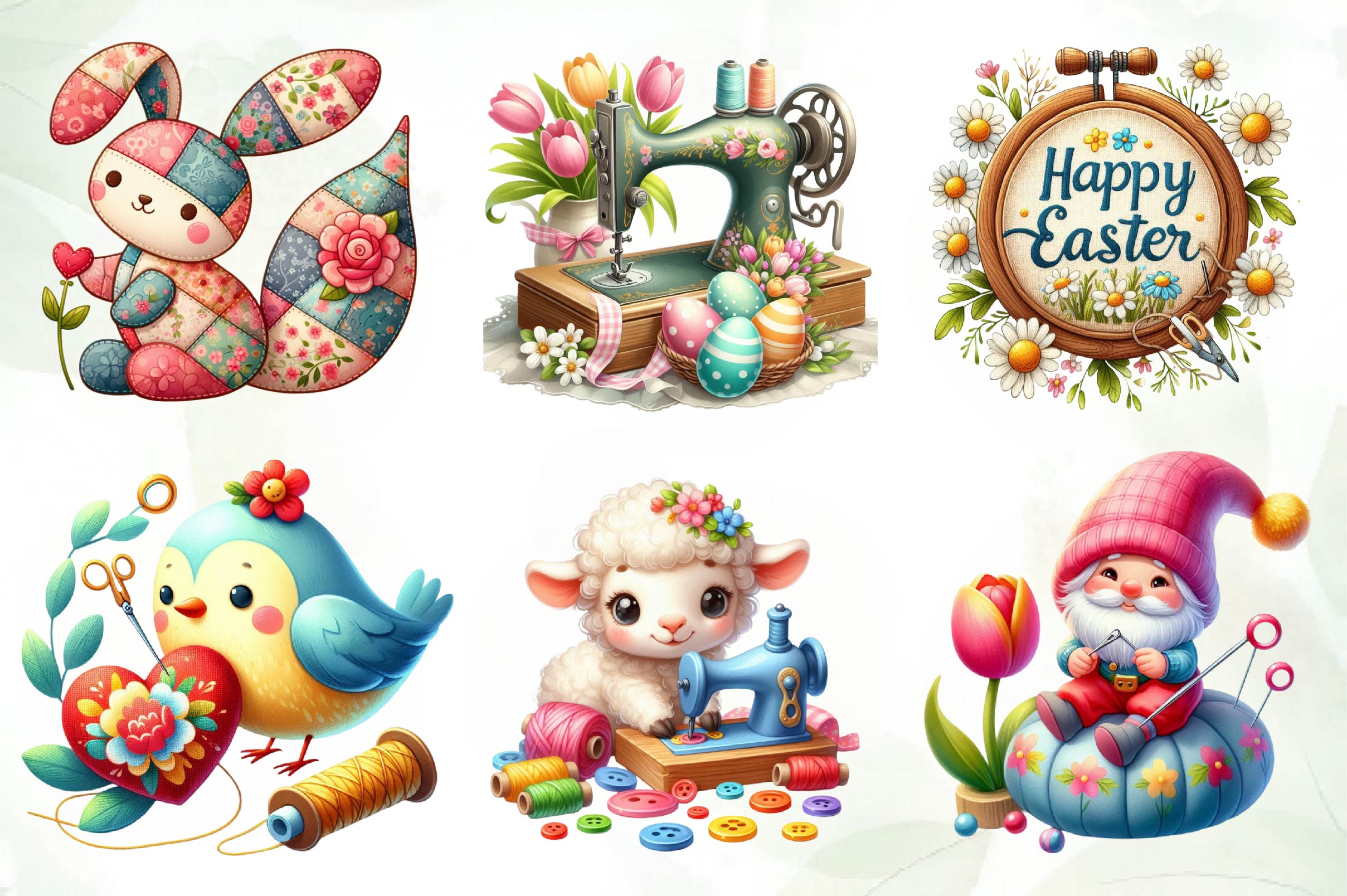 Spring & Easter Sewing Clipart Bundle
