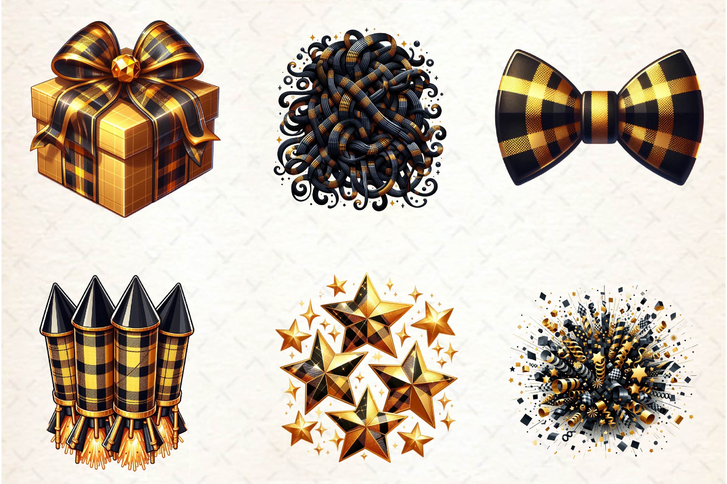 Black & Gold New Year Celebration Clipart Bundle