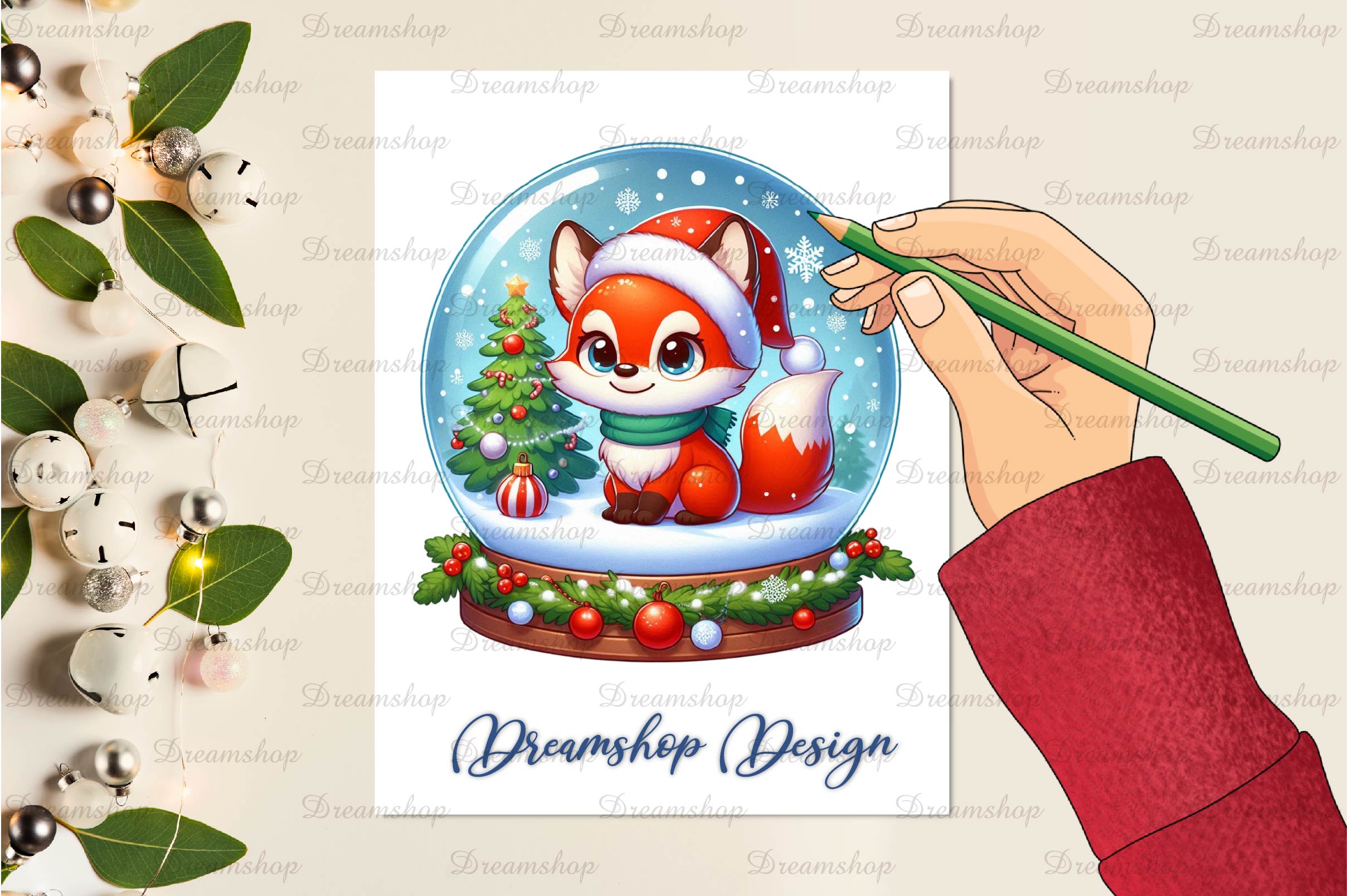 Christmas Cute Fox Clipart Bundle