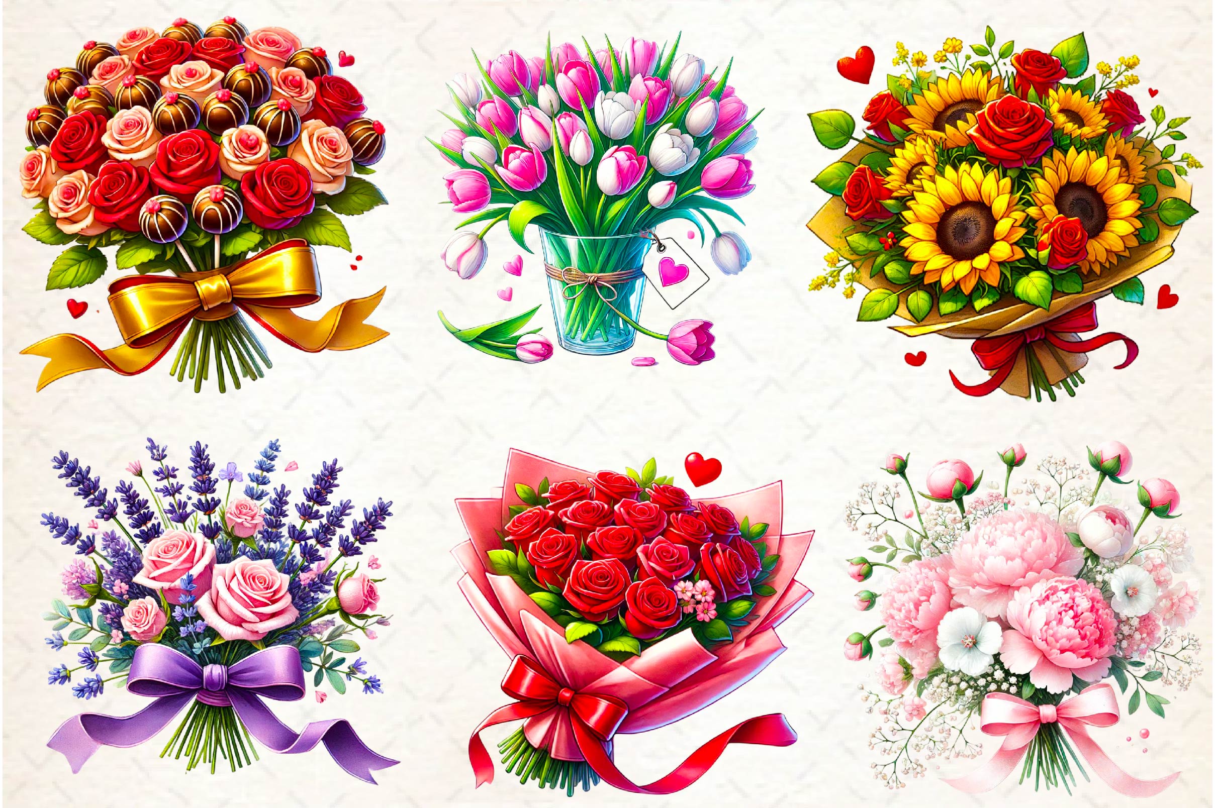 Rose Bouquets Clipart Bundle