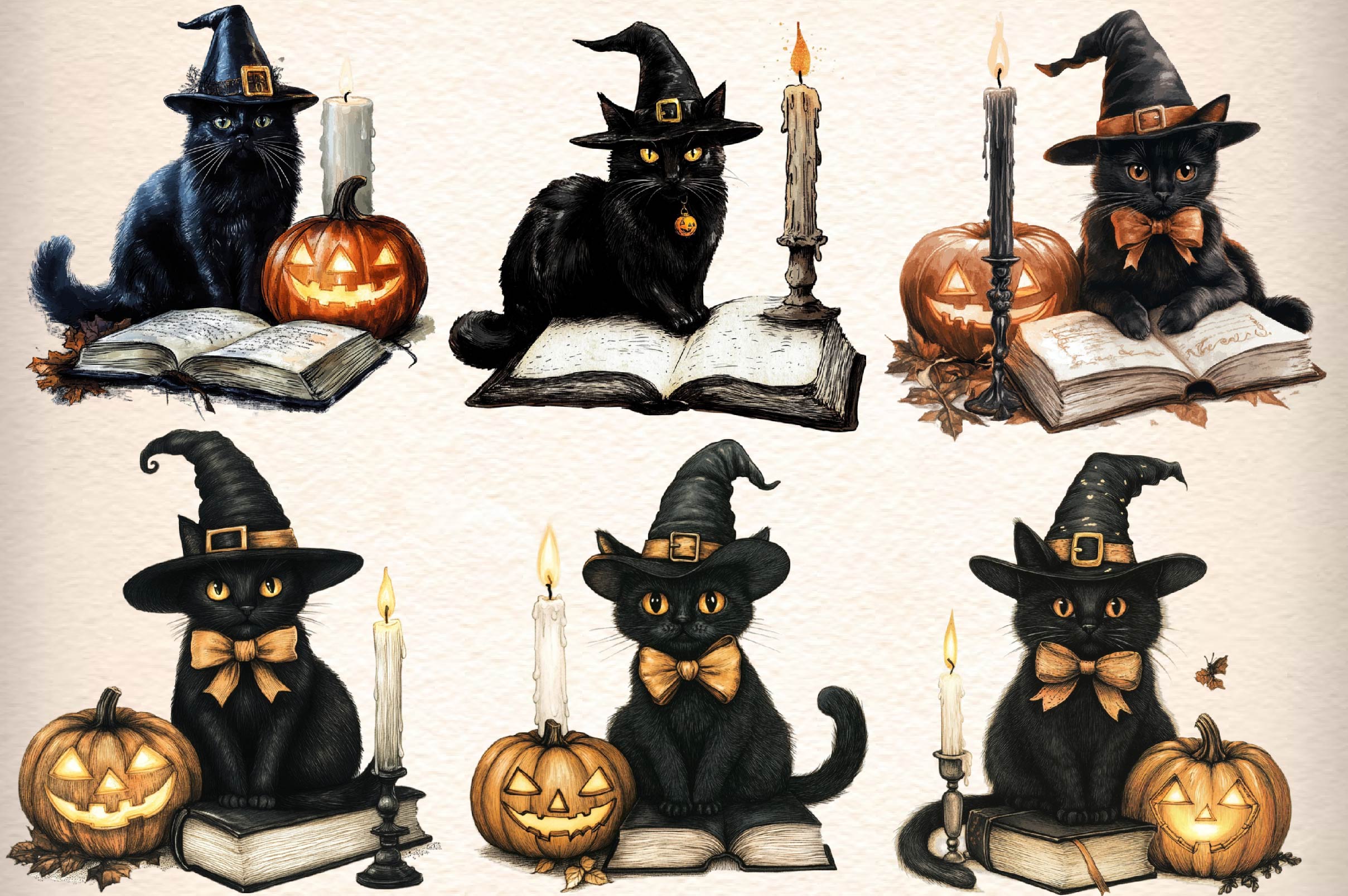 Halloween Black Cat Clipart Bundle 2
