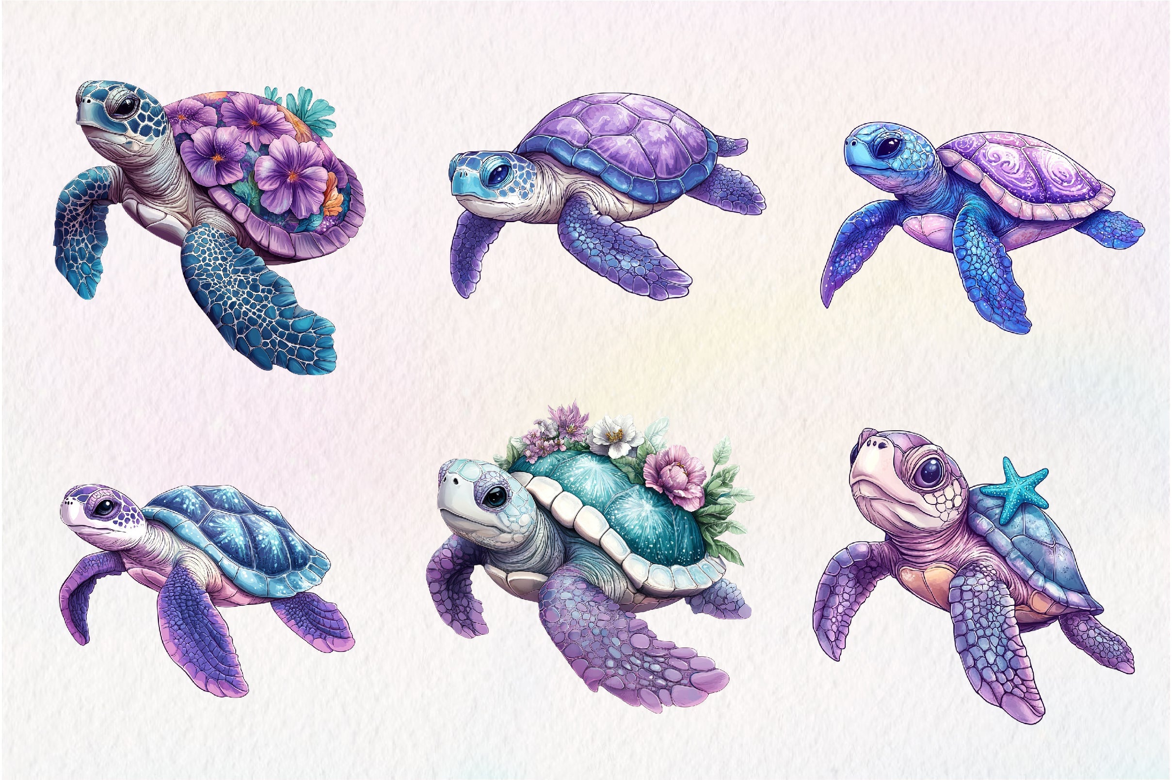Beautiful Sea Turtles Clipart Bundle