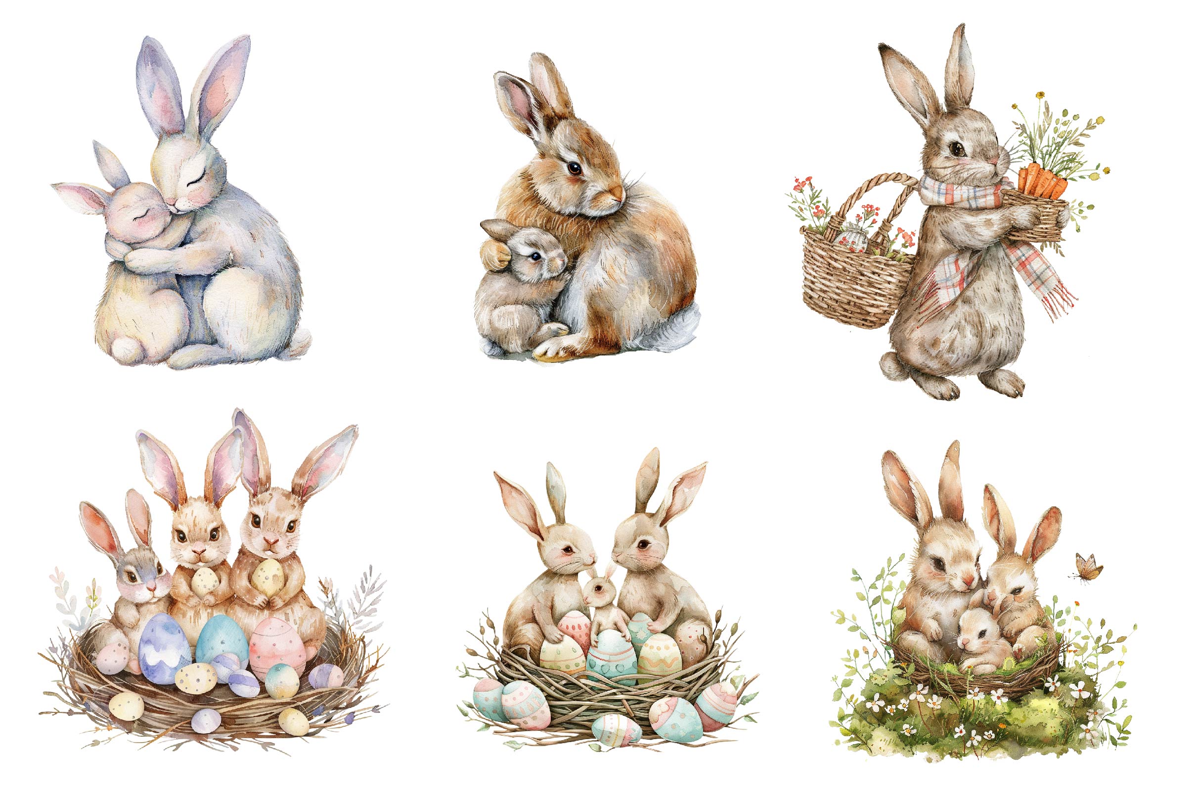 Springtime Bunny Family Clipart Bundle
