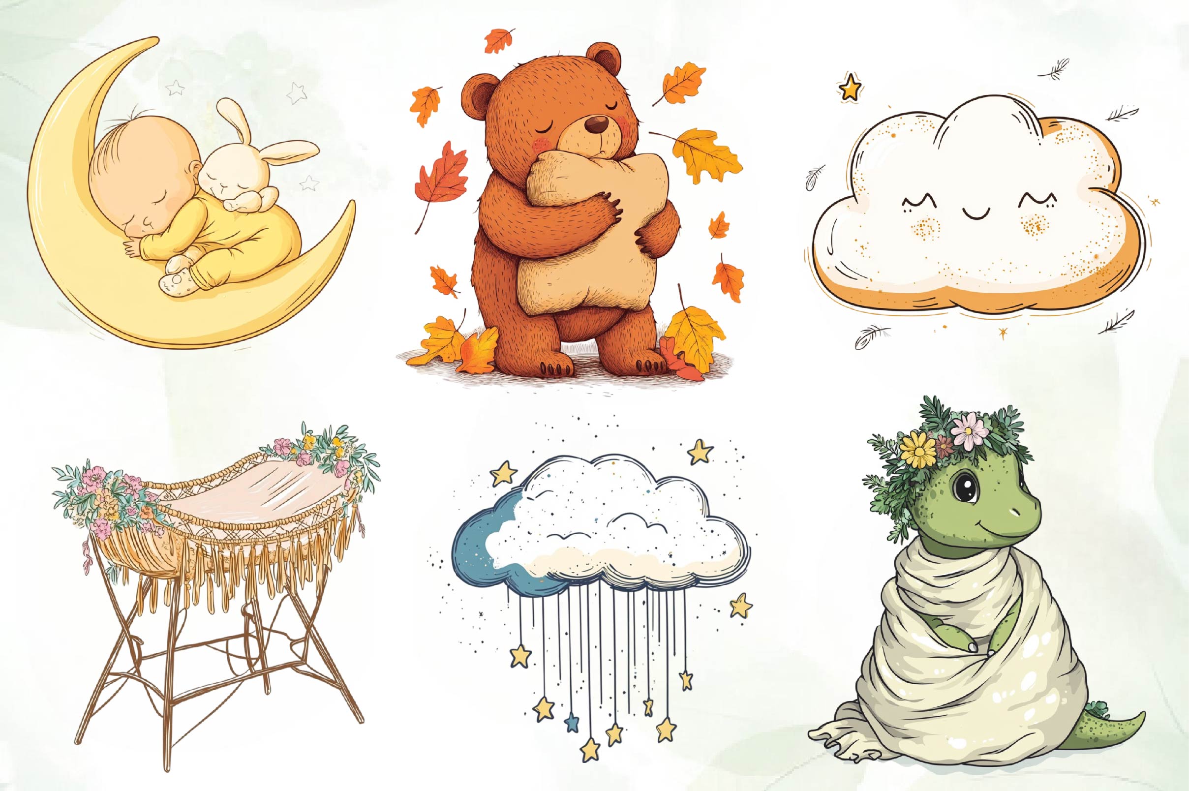Boho Nursery Baby Clipart Bundle