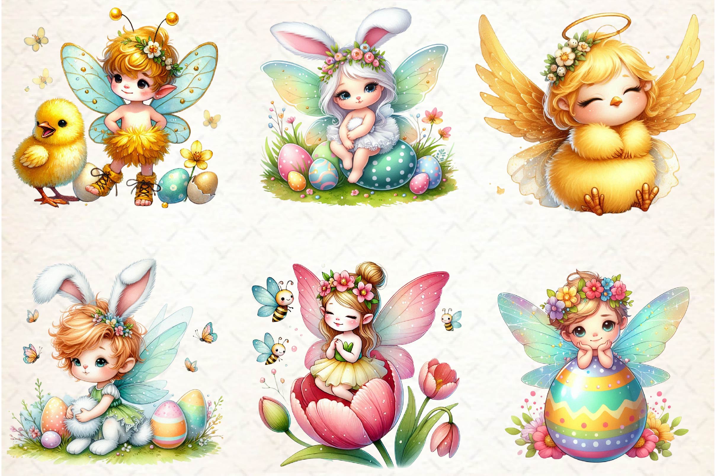Cute Fairy Easter Clipart Bundle