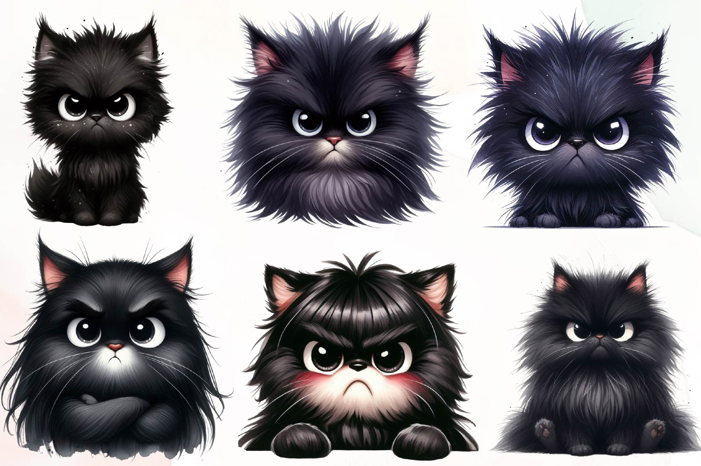 Cute And Funny Grumpy Cat Clipart Bundle