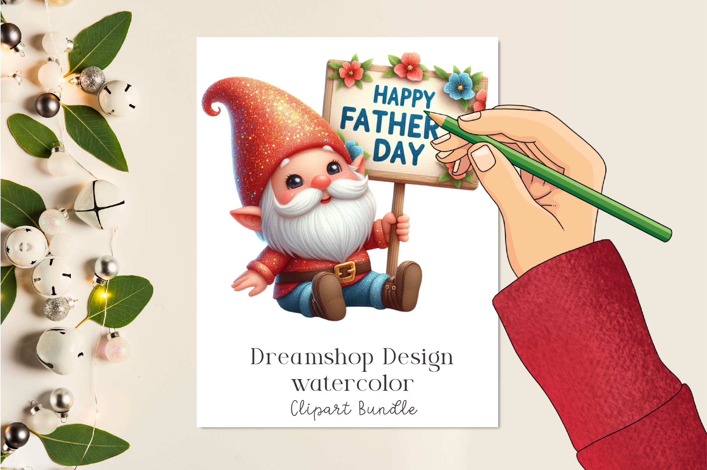 Happy Fathers Day Gnomes Clipart Bundle