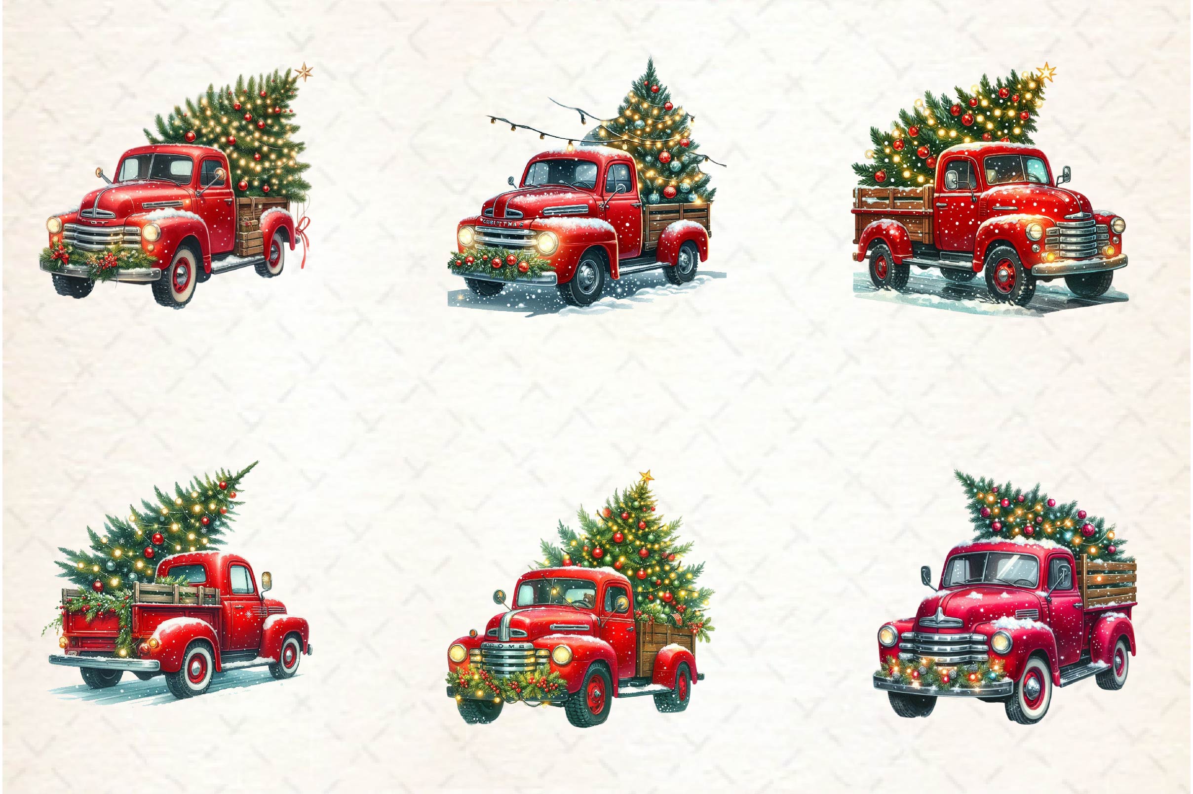 Christmas Truck Tree Clipart Bundle