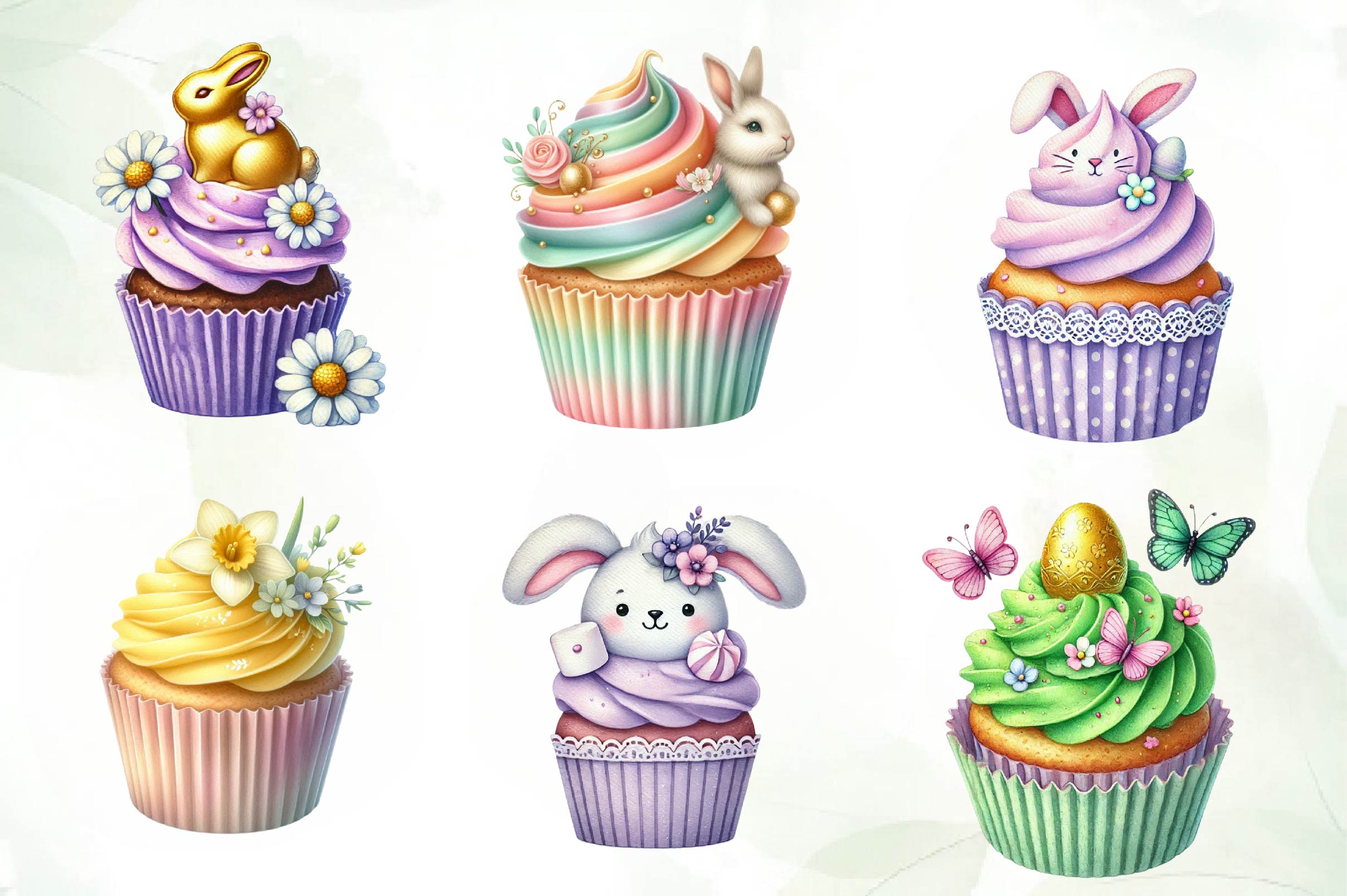Easter Cupcake Clipart Bundle