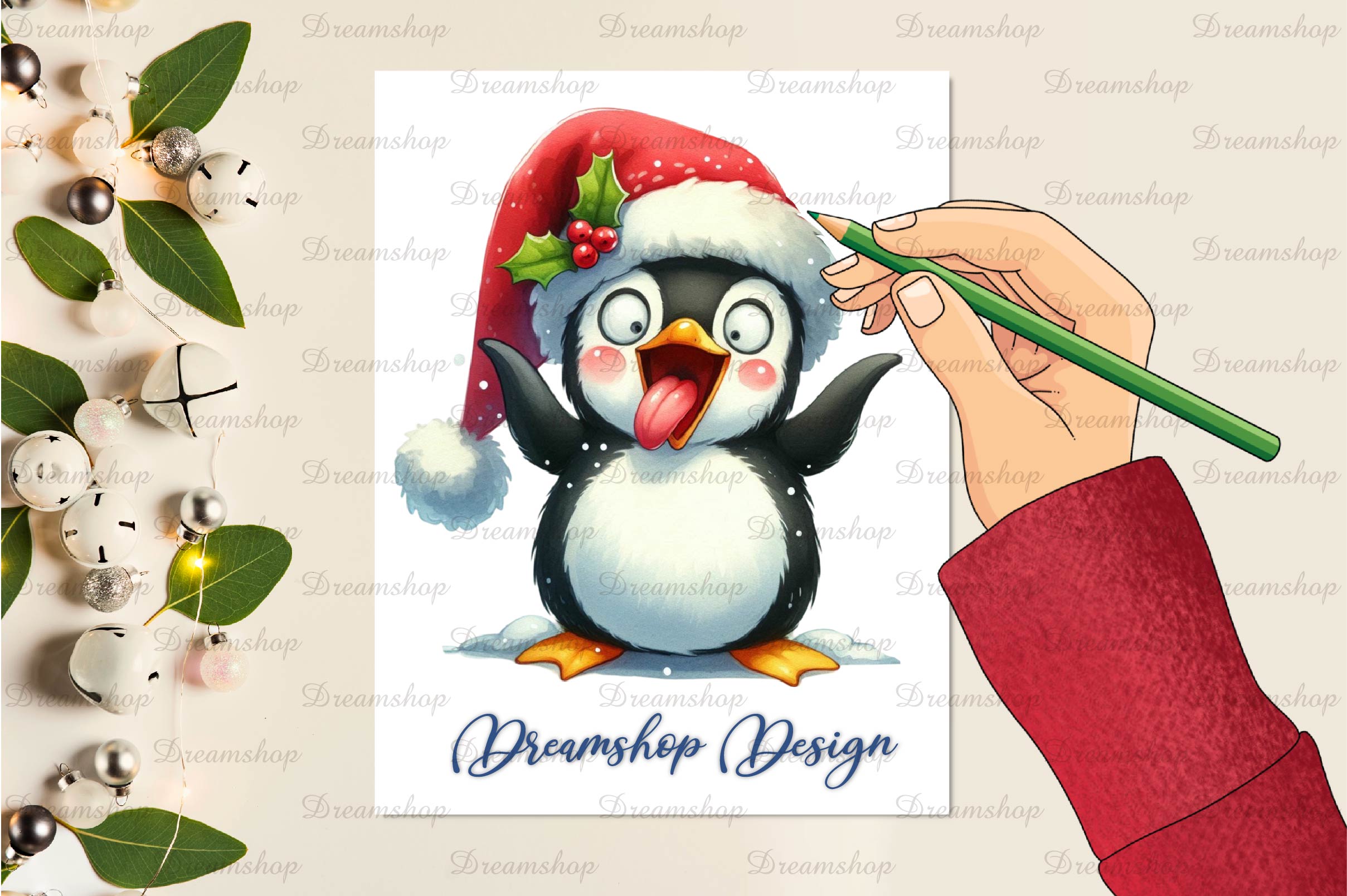 Funny Christmas Penguin Clipart Bundle