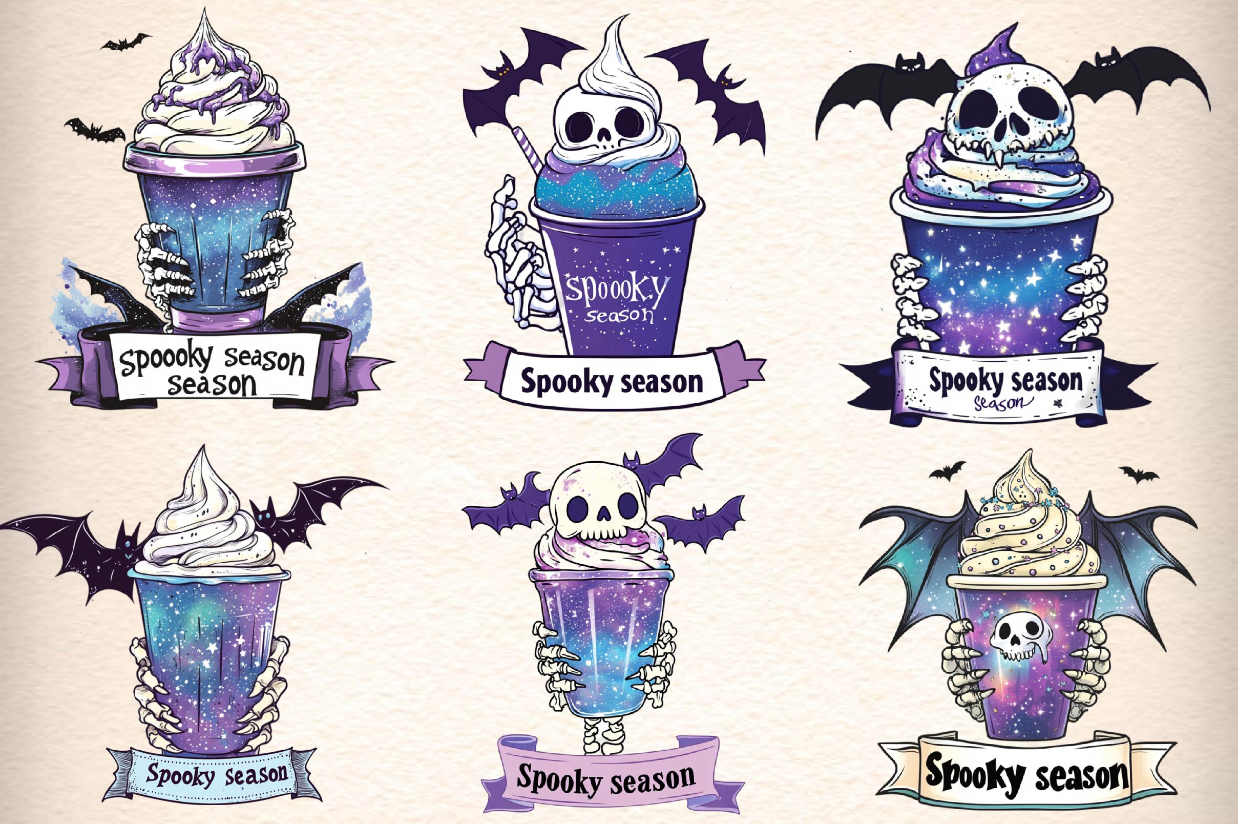 Halloween Coffee Cup Clipart Bundle