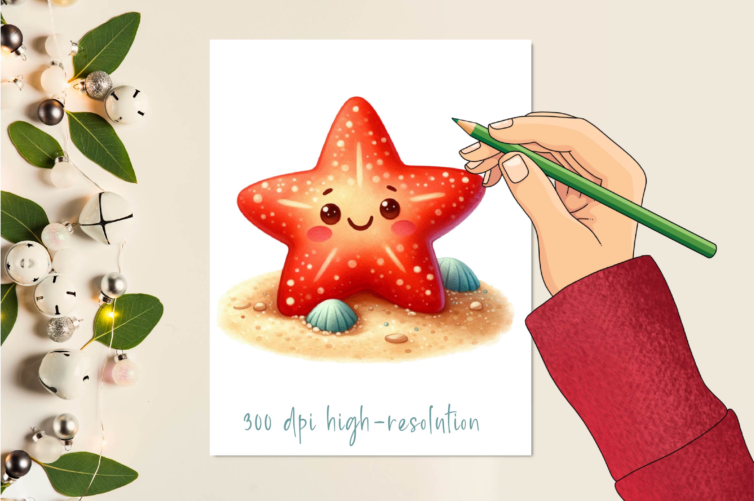Smiling Starfish Beach Clipart Bundle