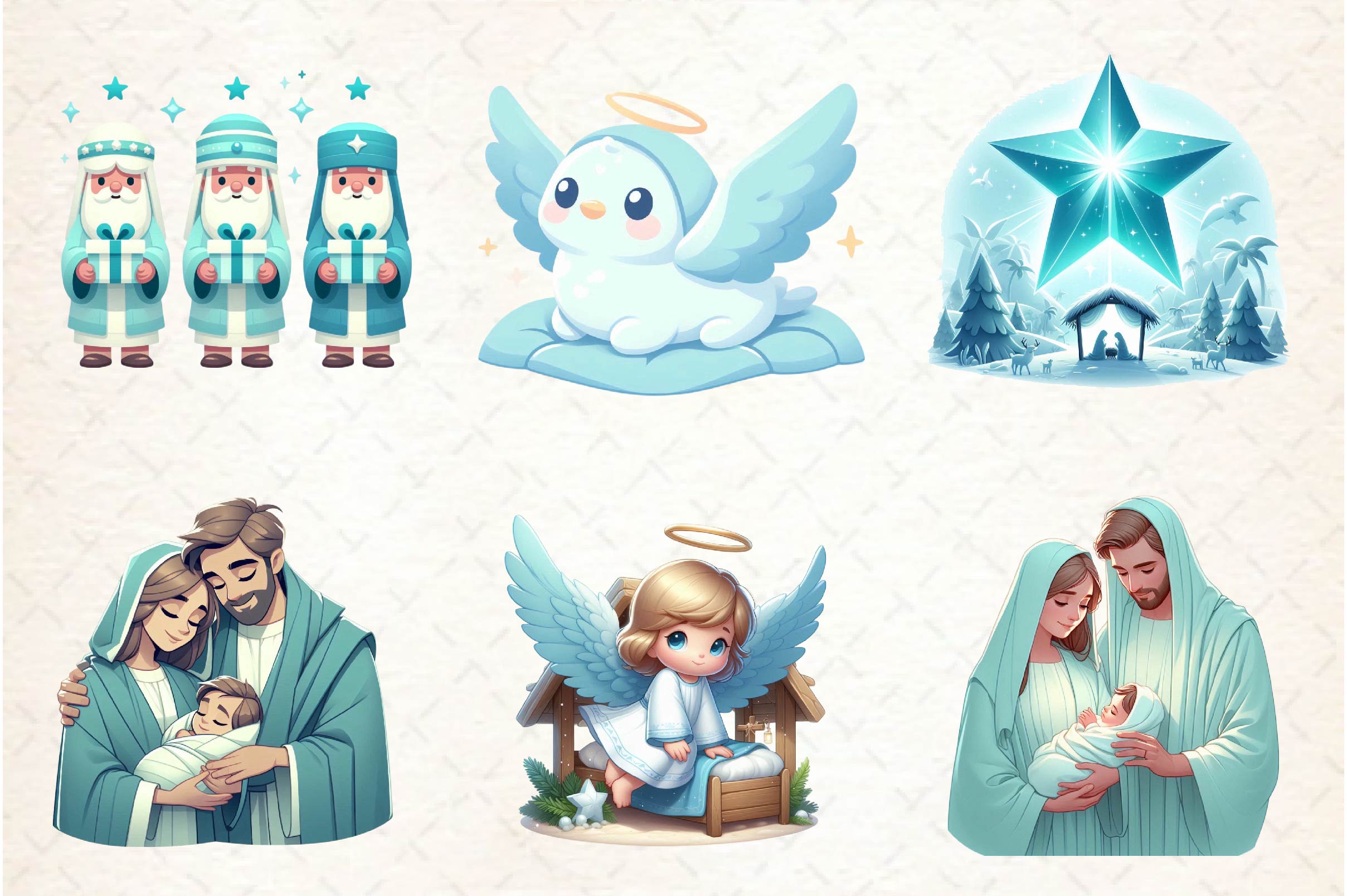 Cute Christmas Nativity Clipart Bundle
