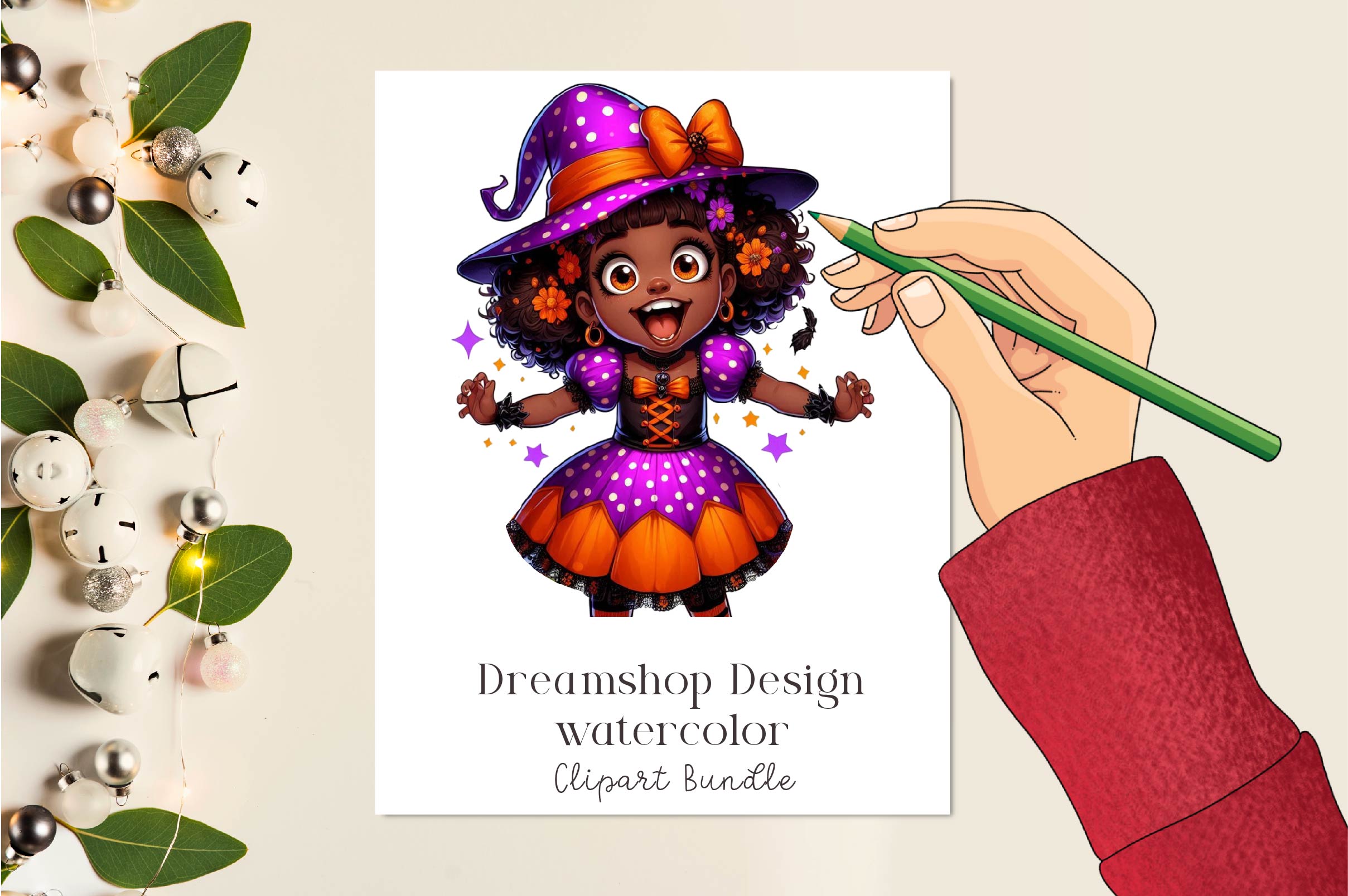 Black Girl Halloween Clipart Bundle