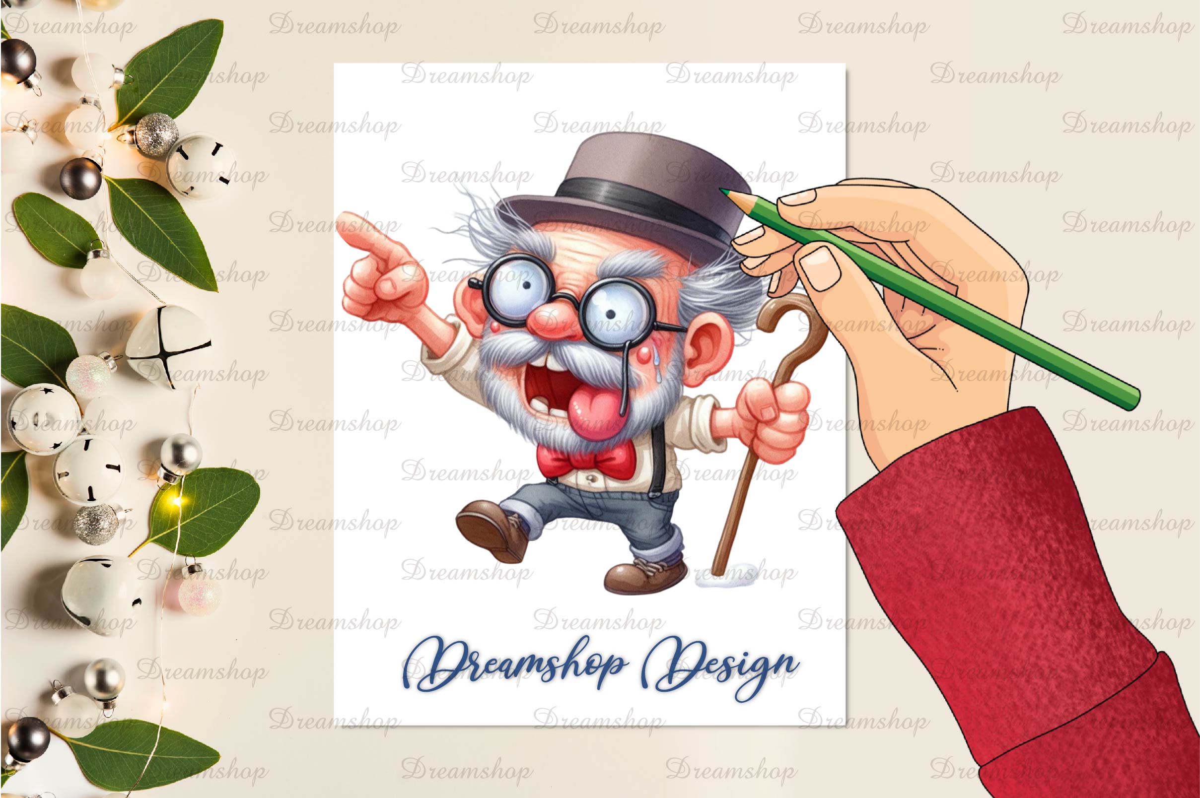 Funny Grandpa Old Father Clipart Bundle
