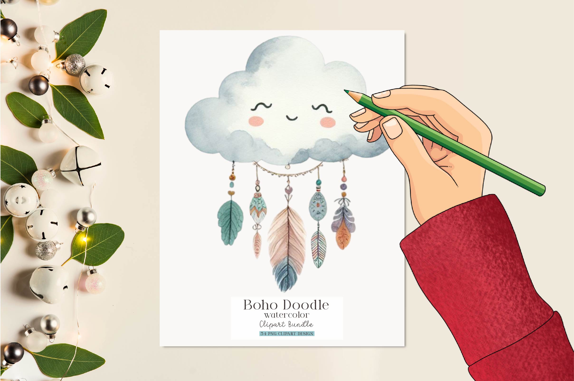 Cute Boho Doodle Clipart Bundle