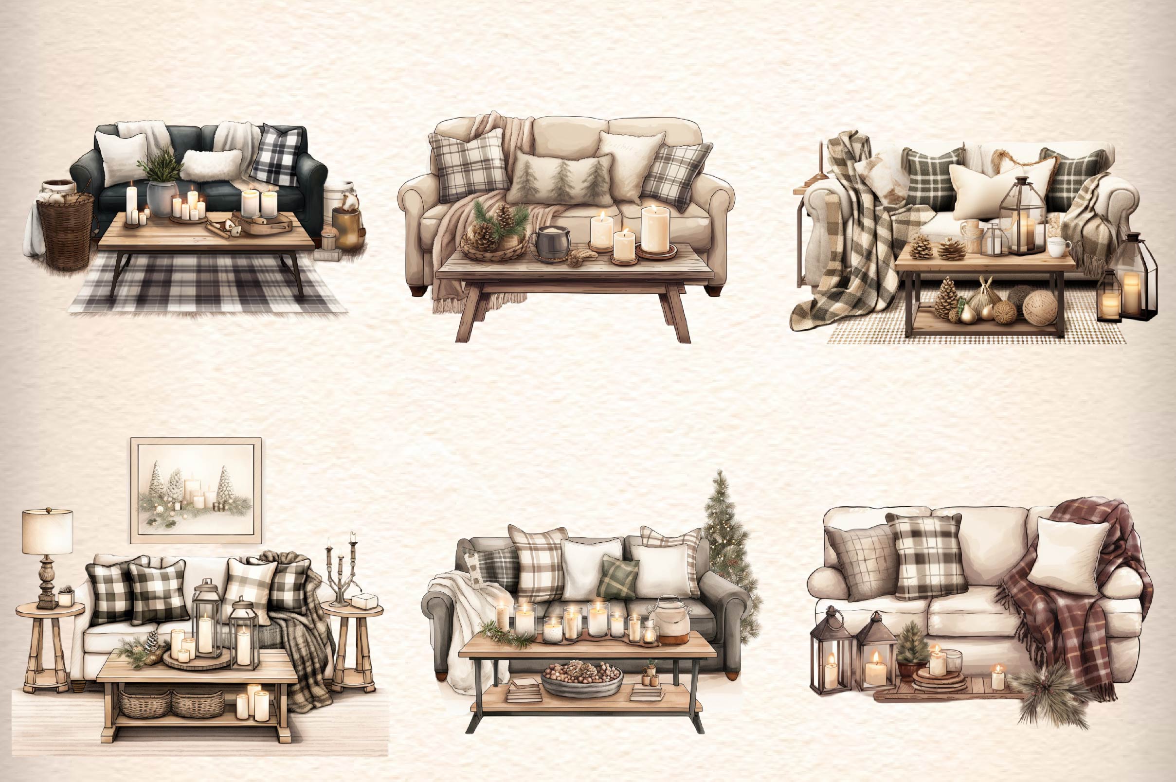 Cozy Living Room Clipart Bundle