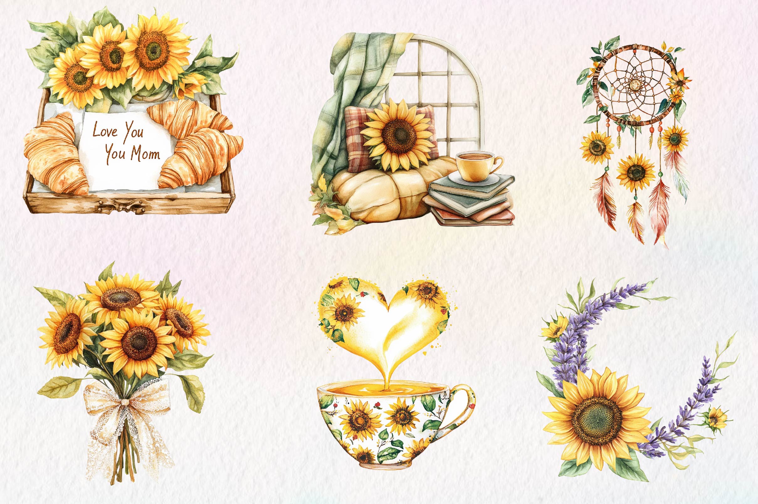 Sunflower Mother'S Day Clipart Bundle