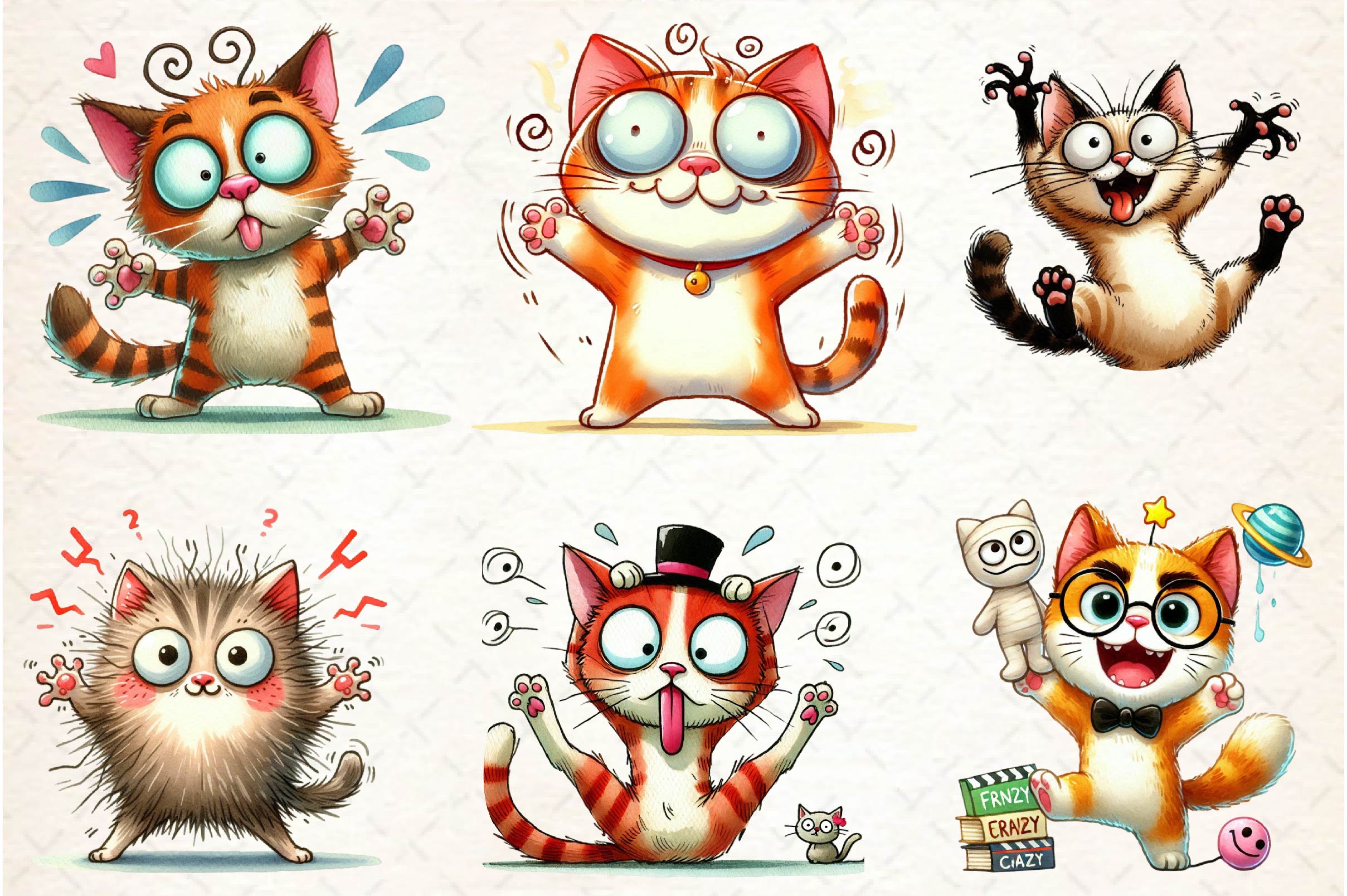 Funny Black Cats Crazy Cat Clipart Bundle