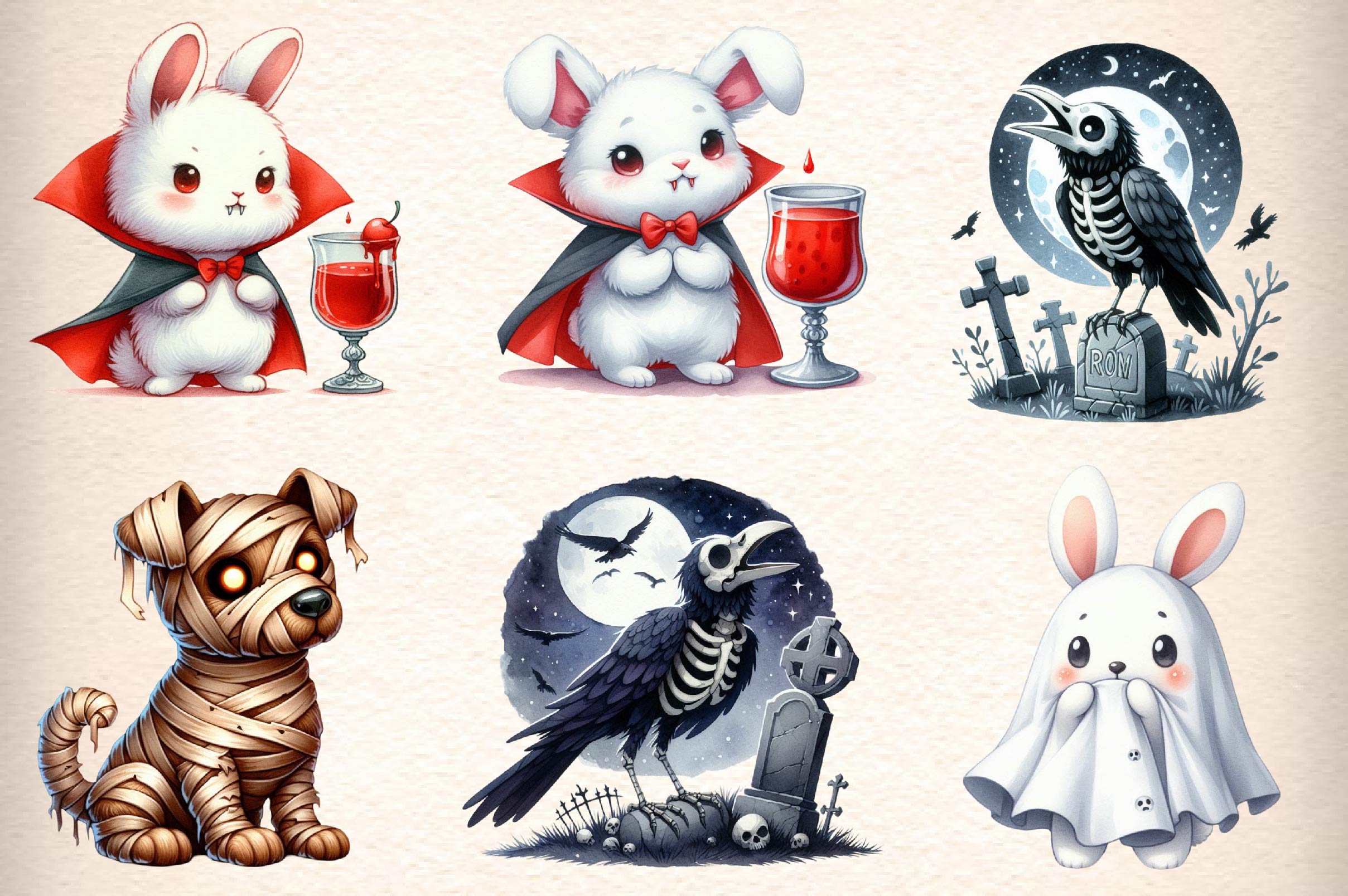 Halloween Animals Clipart Bundle