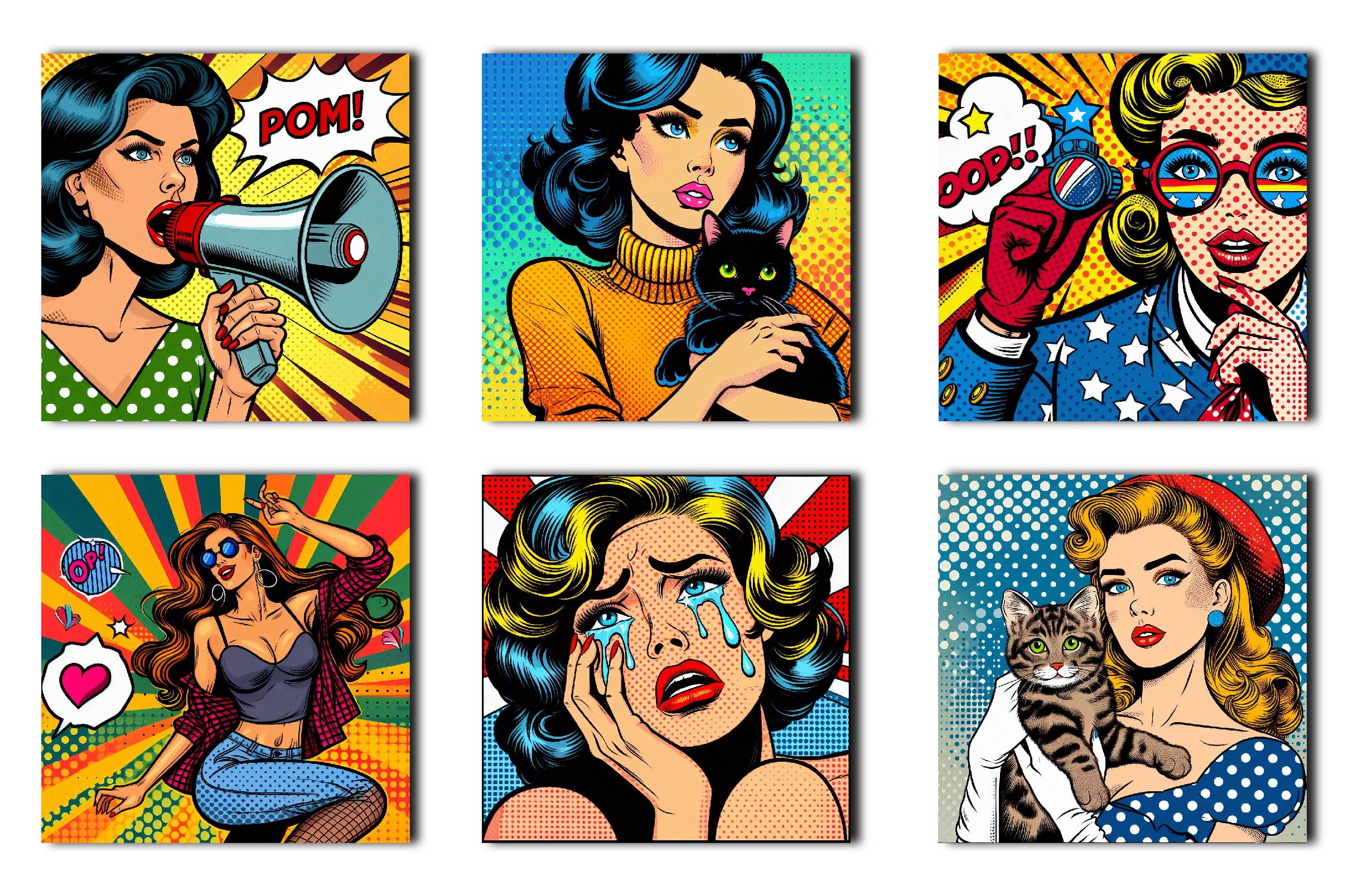Comic Pop Art Printable Backgrounds Clipart Bundle