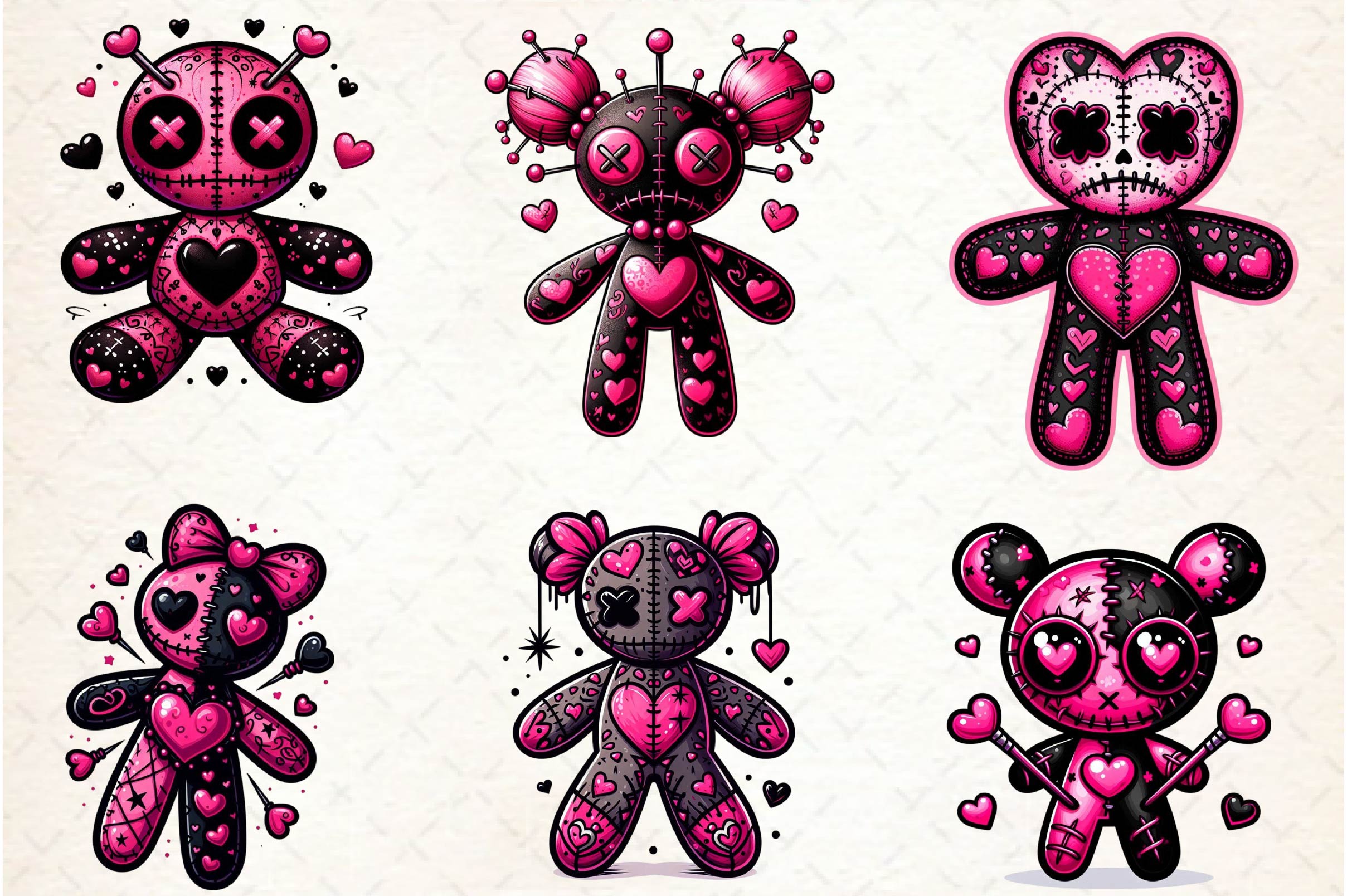 Valentines Day Gothic Voodoo Doll Clipart Bundle 1