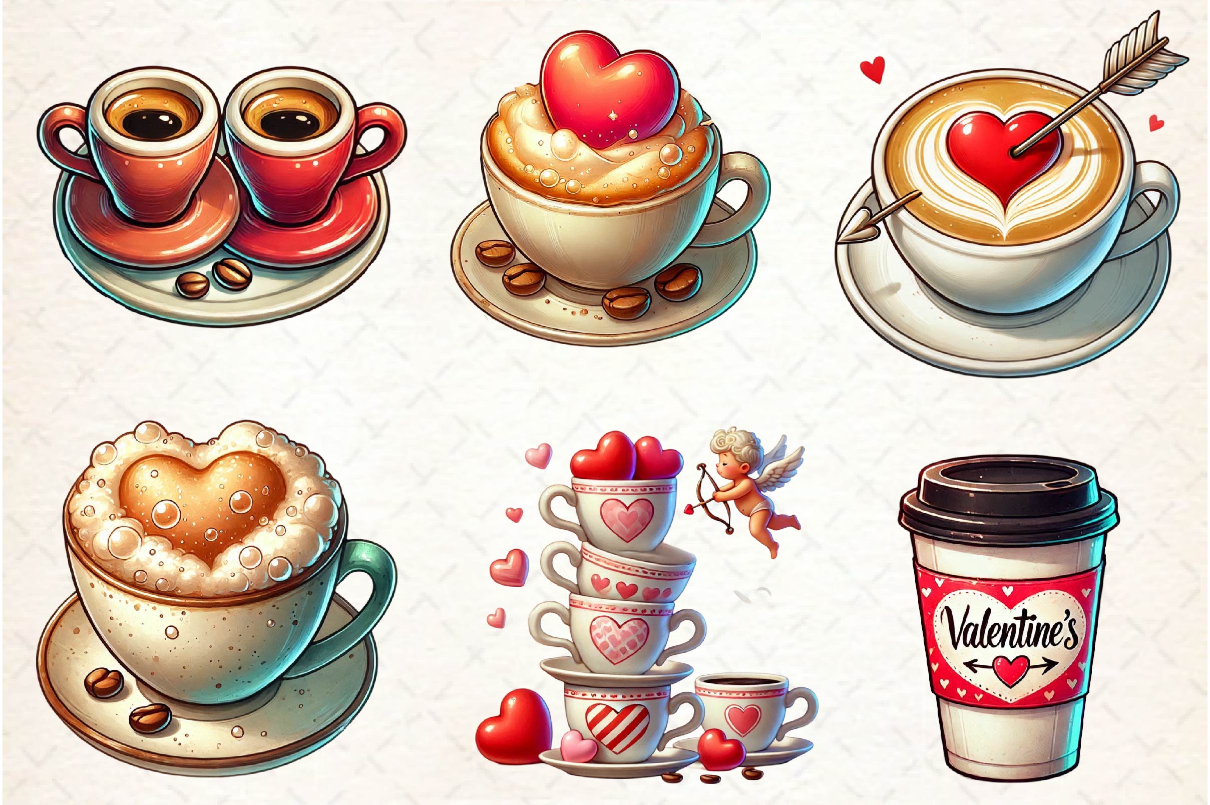 Valentine Day Coffee Clipart Bundle 1