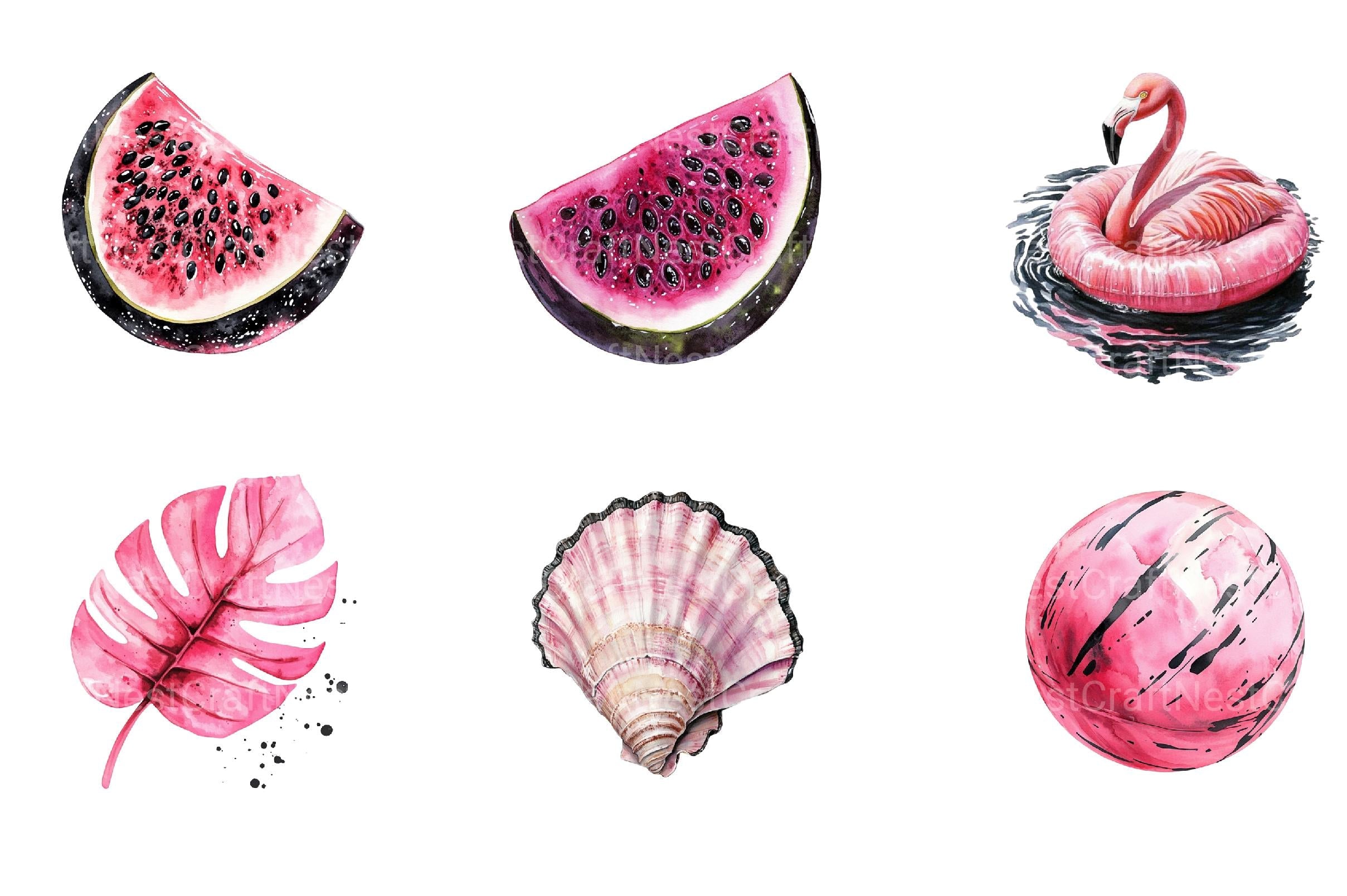 Black and Pink Summer Clipart