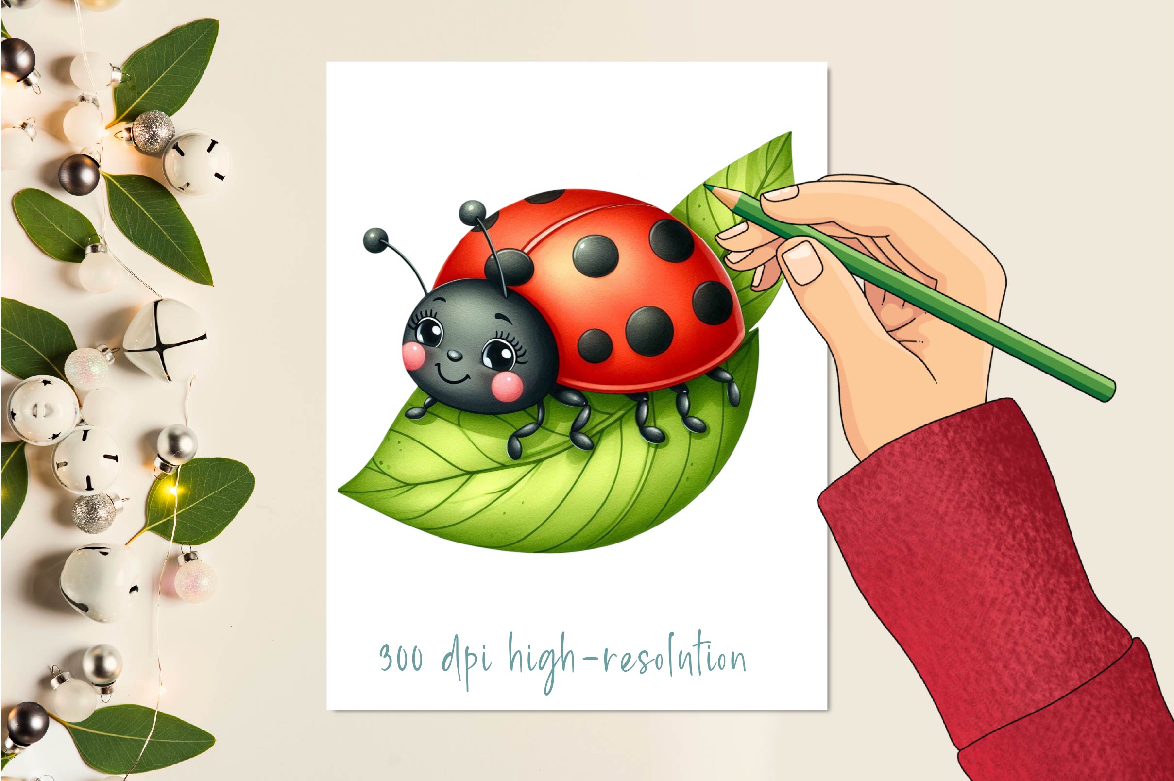 Happy Ladybug Clipart Bundle