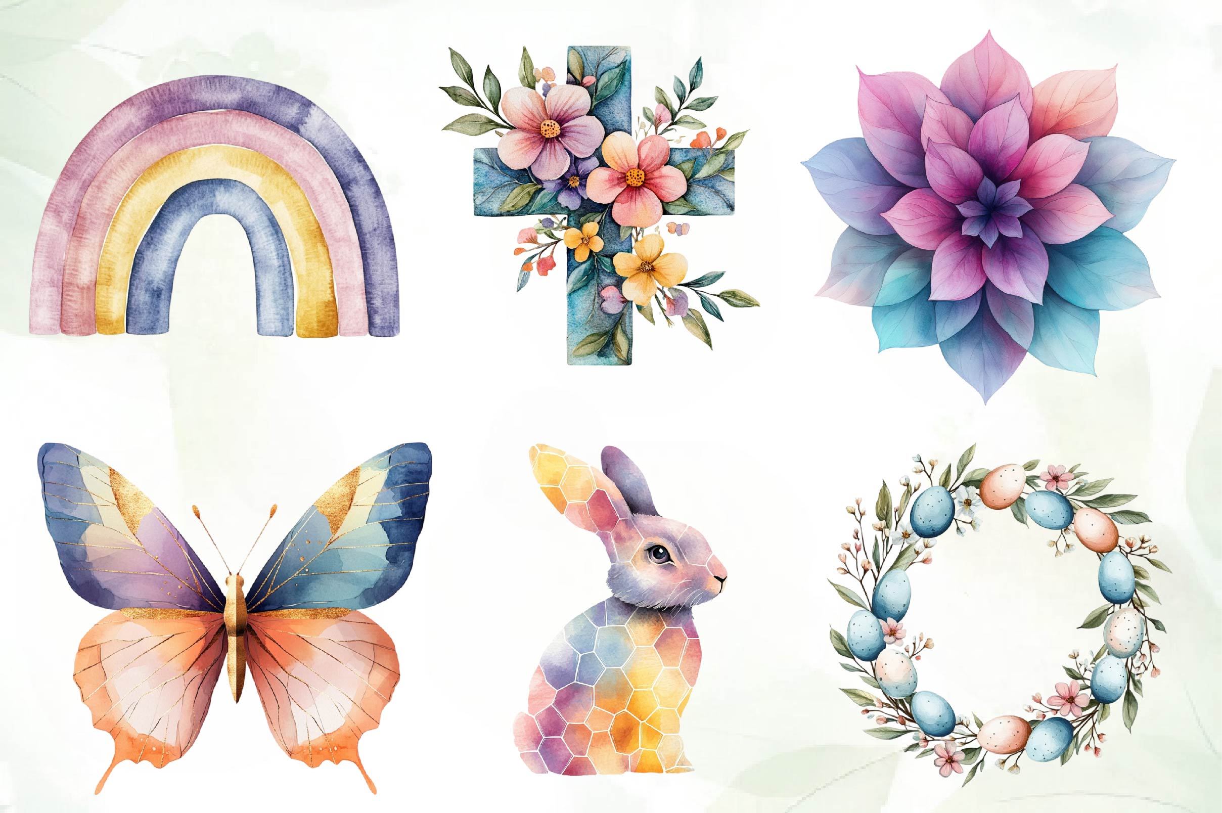 Mega Geometric Pastel Easter Clipart Bundle