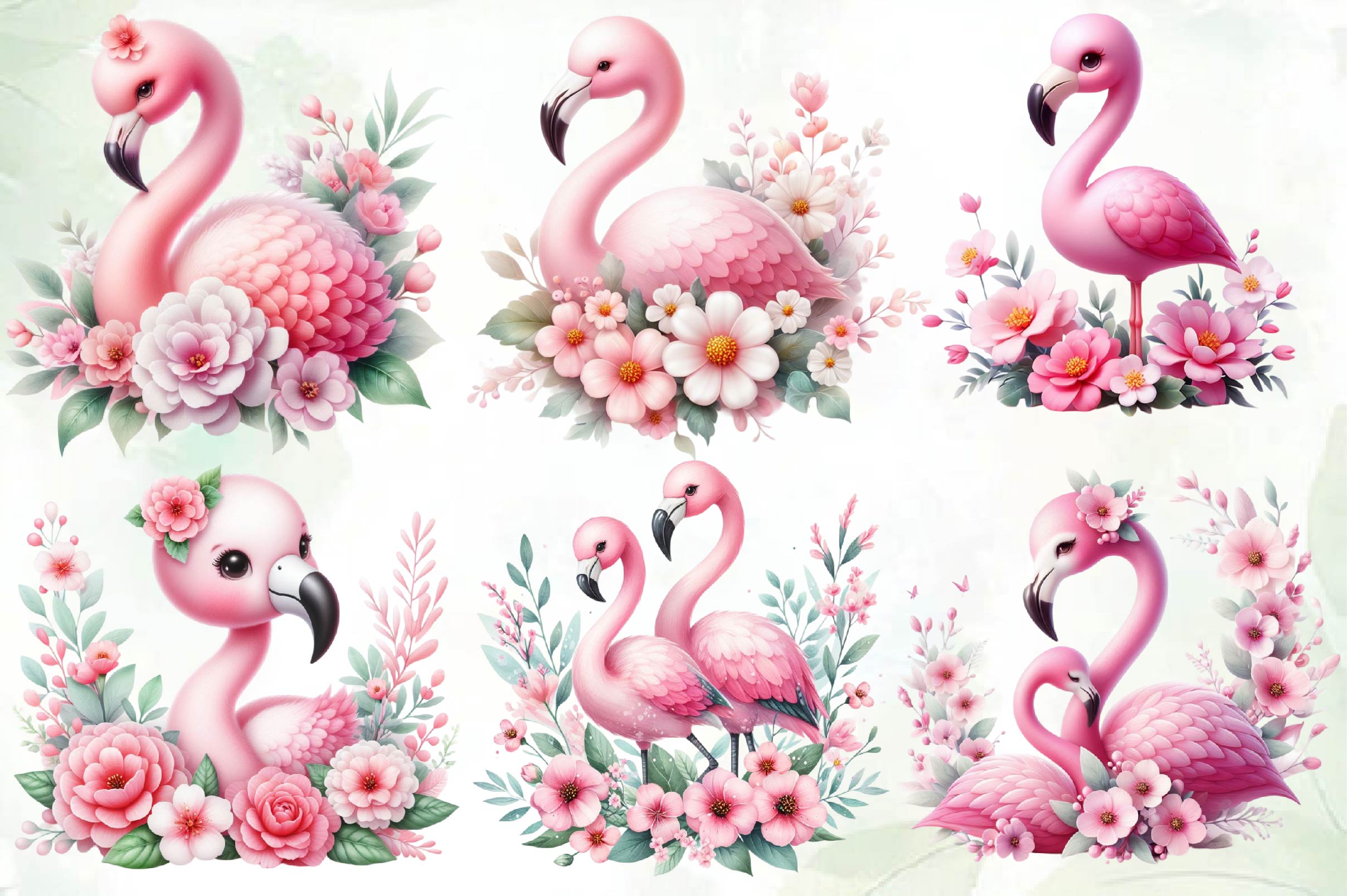 Mothers Day Flamingo Clipart Bundle