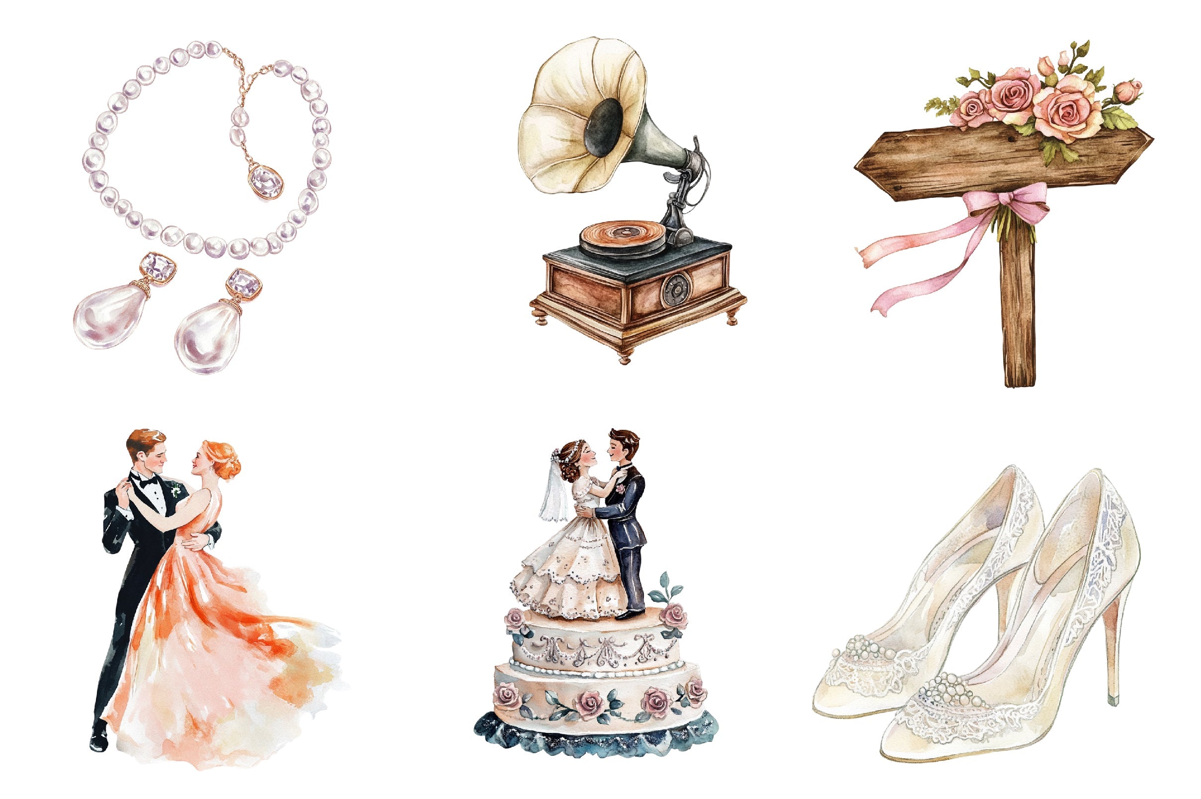 Retro Wedding Day Clipart Bundle