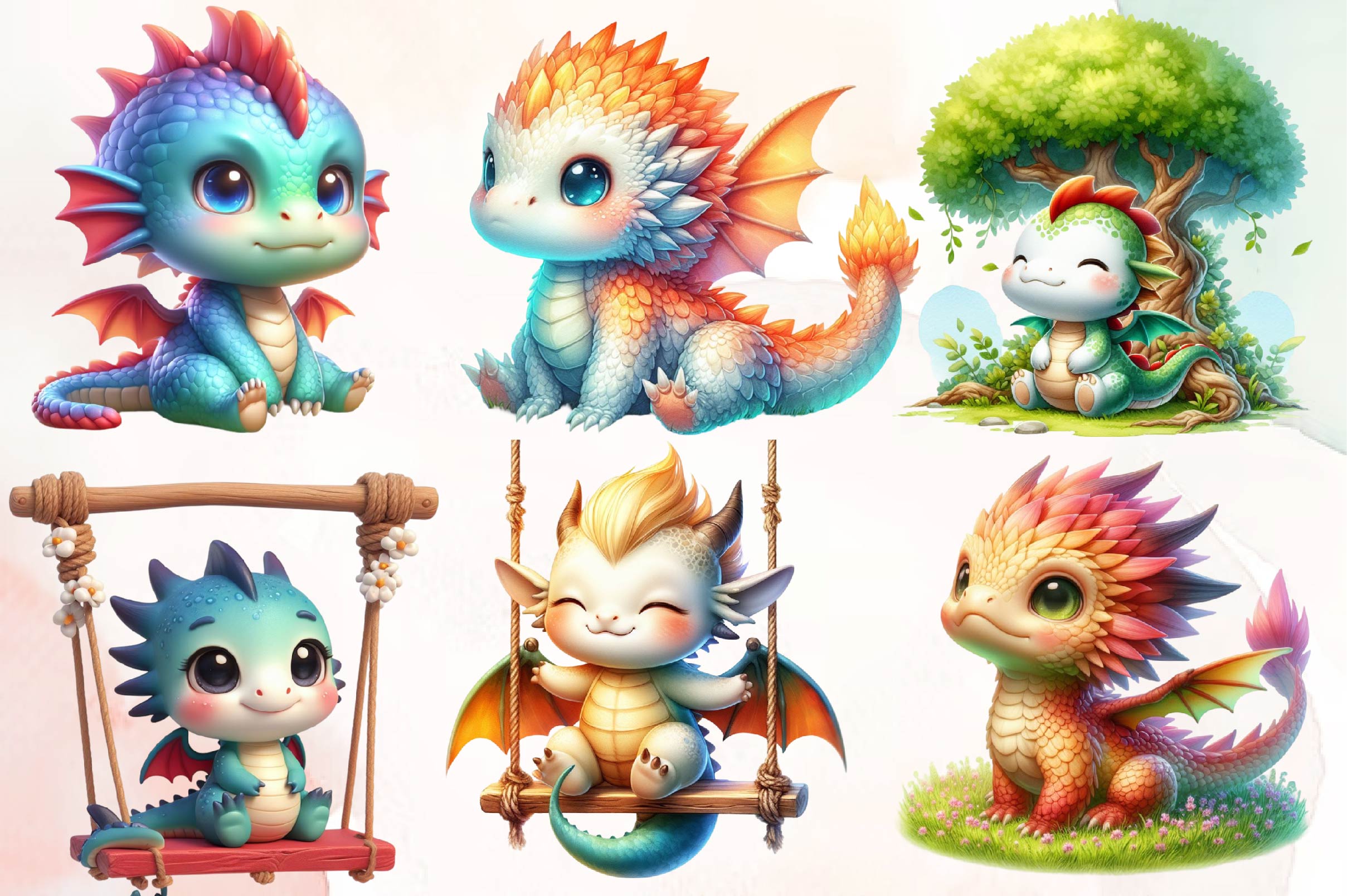 Fairytale Dragons Clipart Bundle