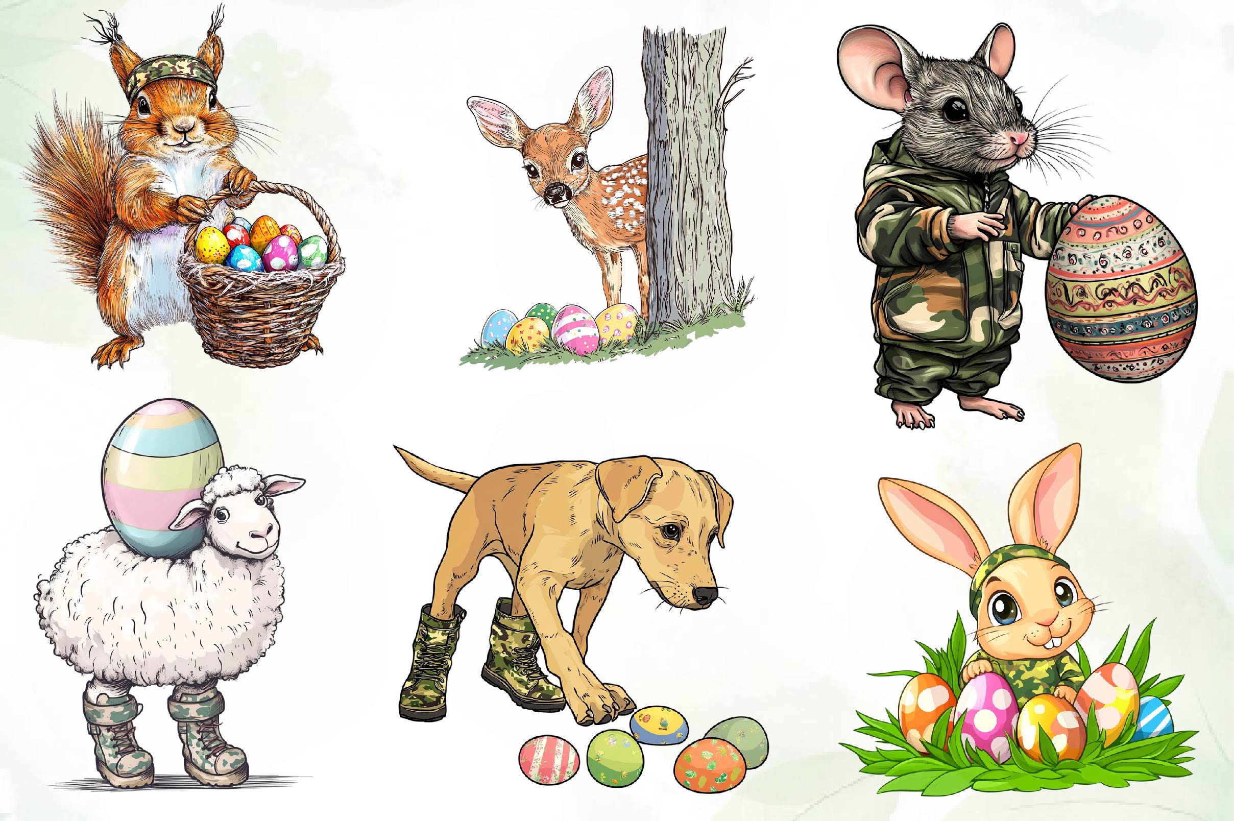 Egg Hunter Camo Animal Clipart Bundle