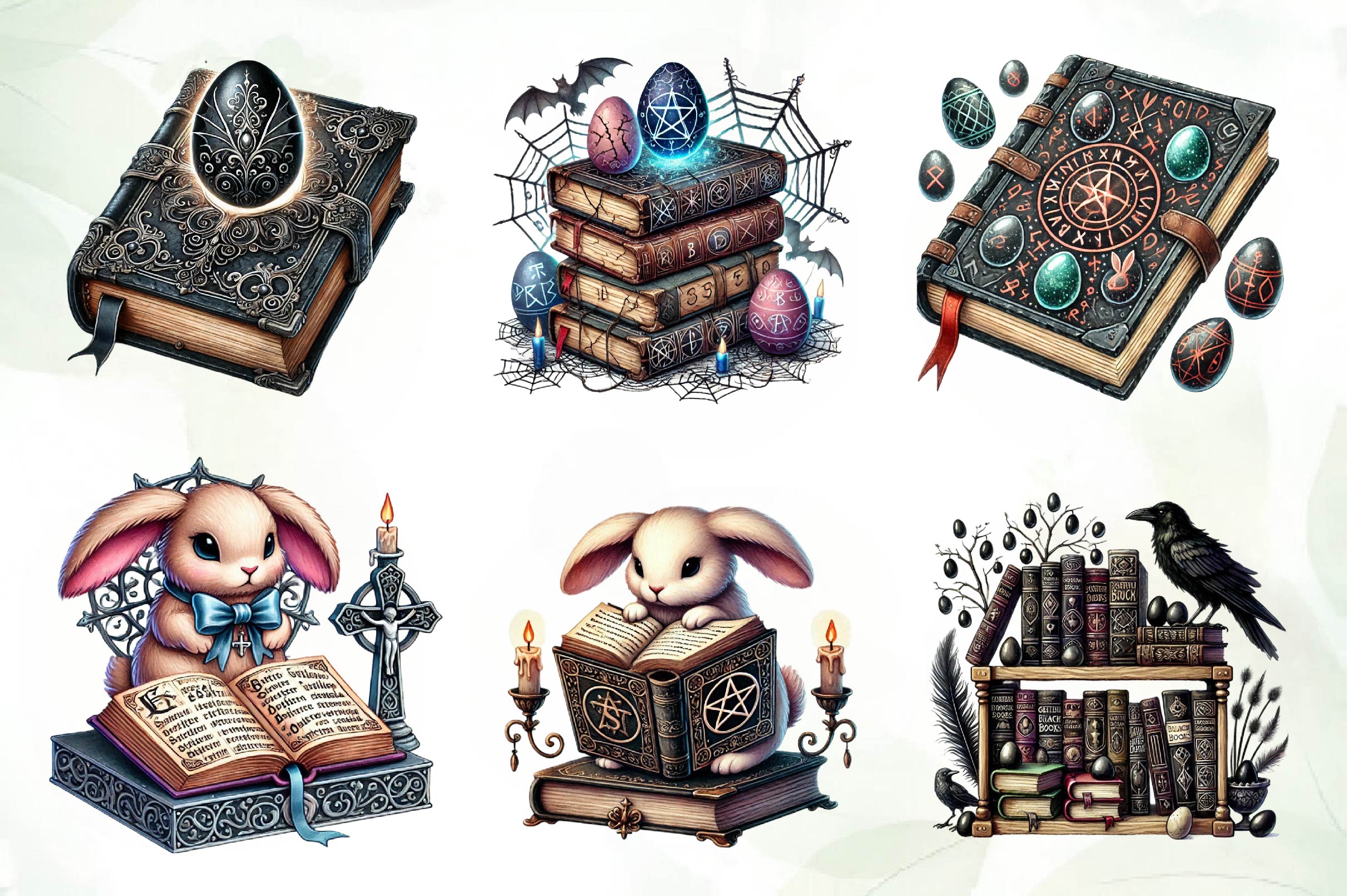 Gothic Easter Day Books Clipart Bundle