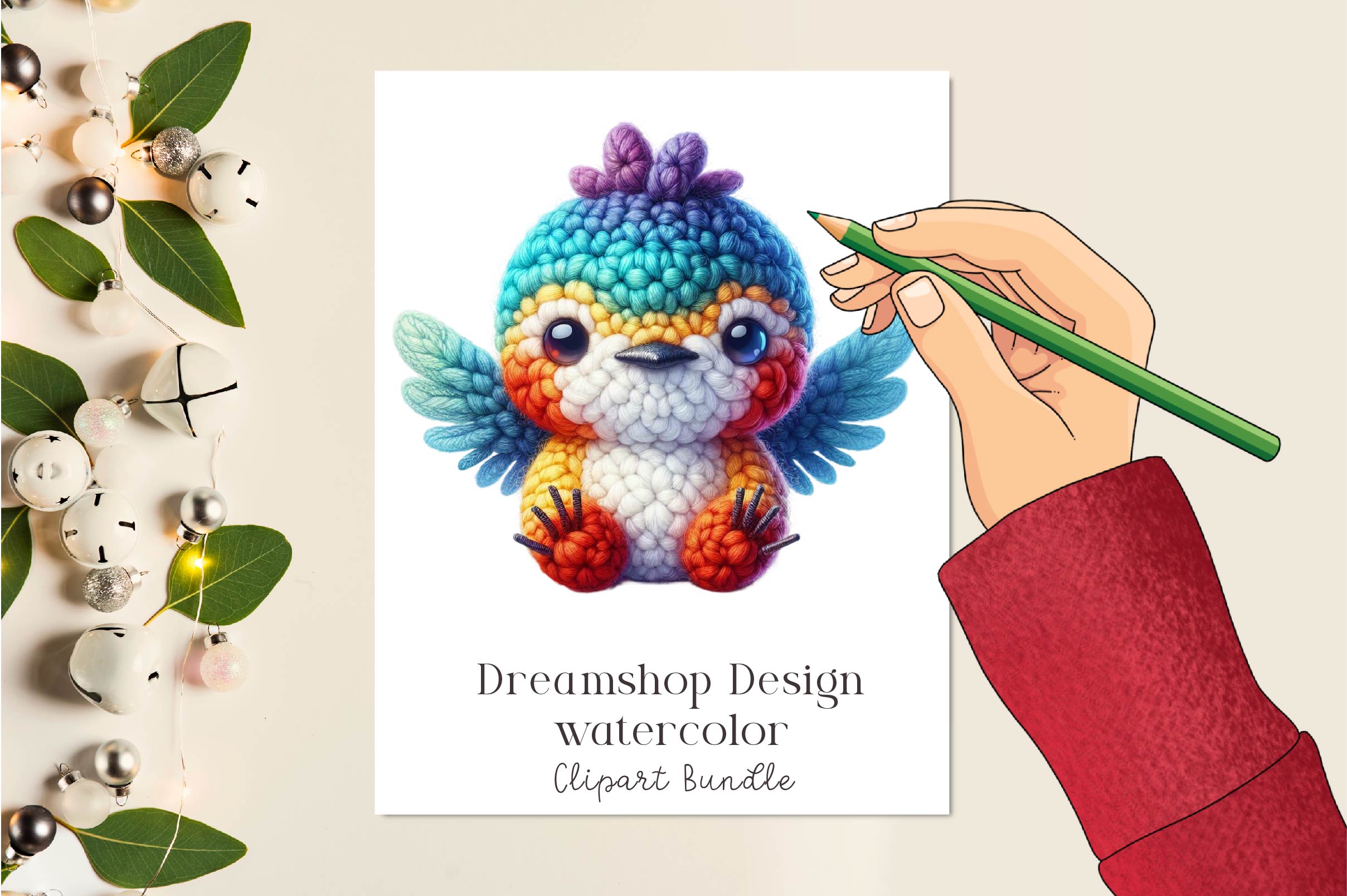 Knitting Bird Face Clipart Bundle