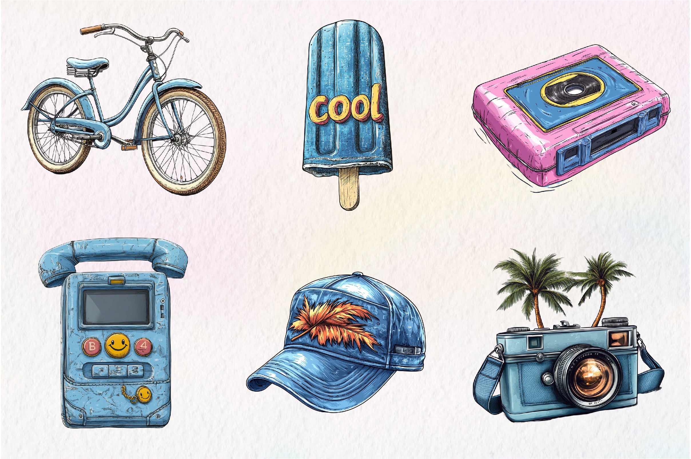 1990 Denim Summer Clipart Bundle