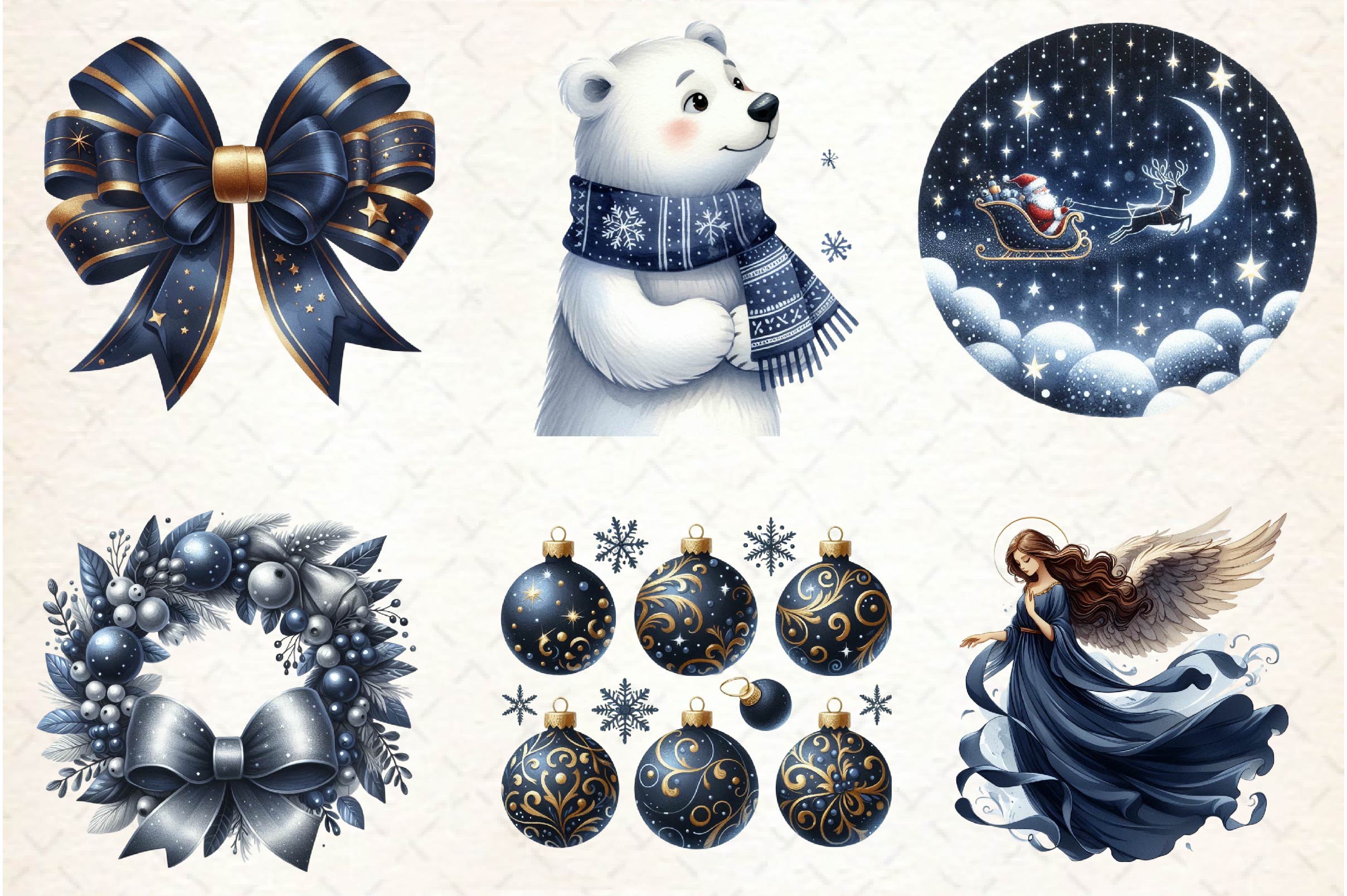 Navy Christmas Clipart Bundle 1
