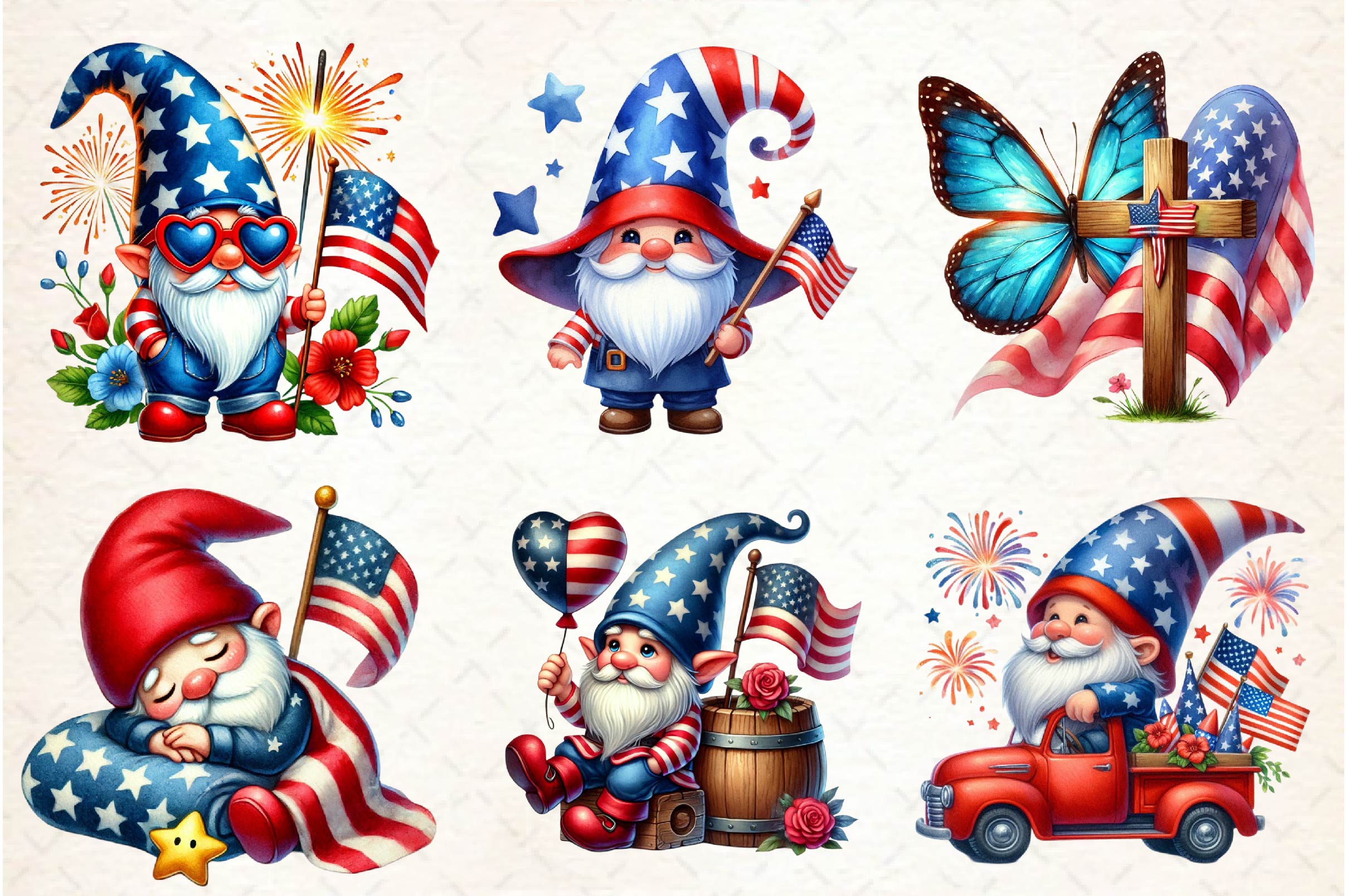Memorial Day Gnome Clipart Bundle